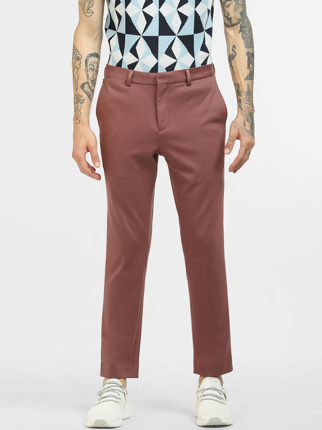 Pink Mid Rise Regular Fit Pants
