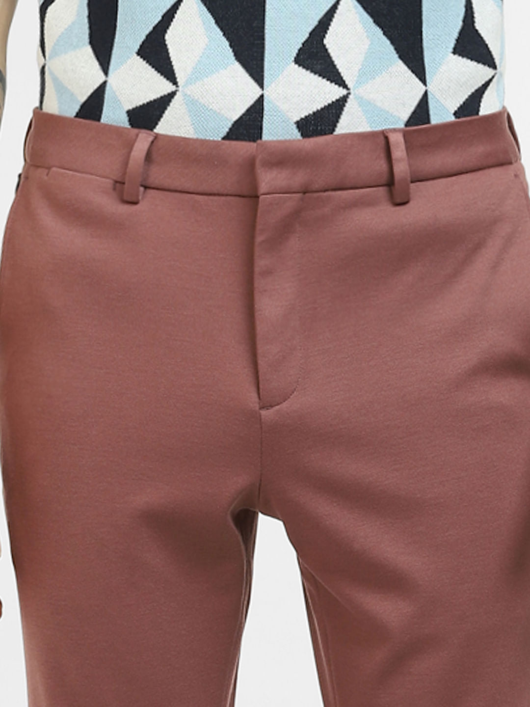 Pink Mid Rise Regular Fit Pants