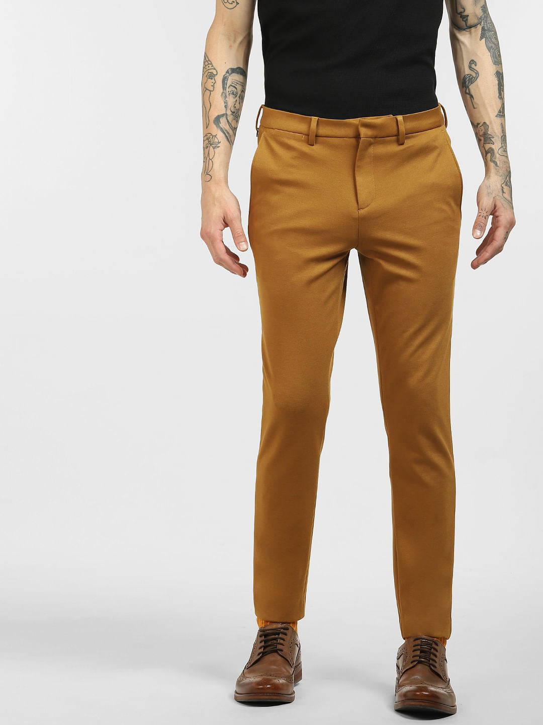 Brown Mid Rise Trousers