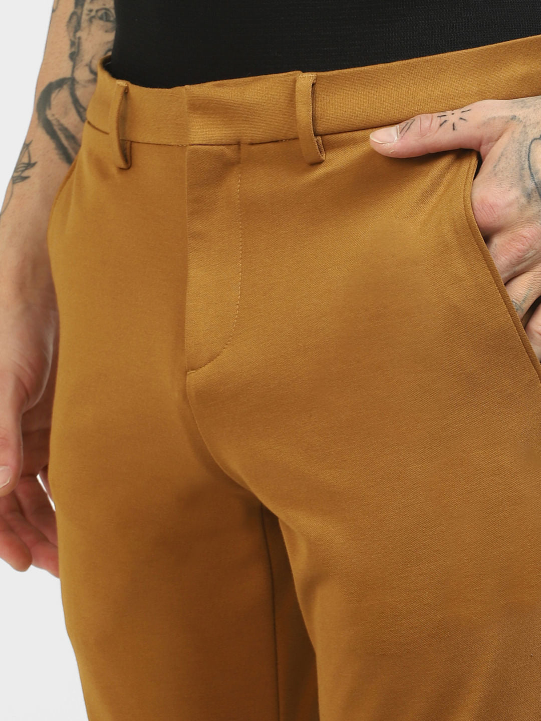 Brown Mid Rise Trousers