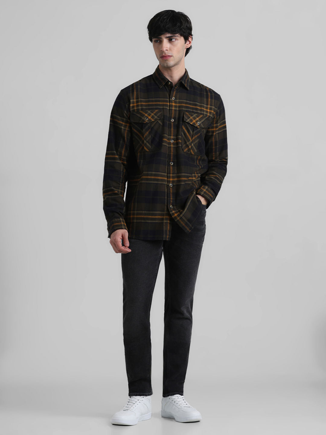 Green Check Print Shirt