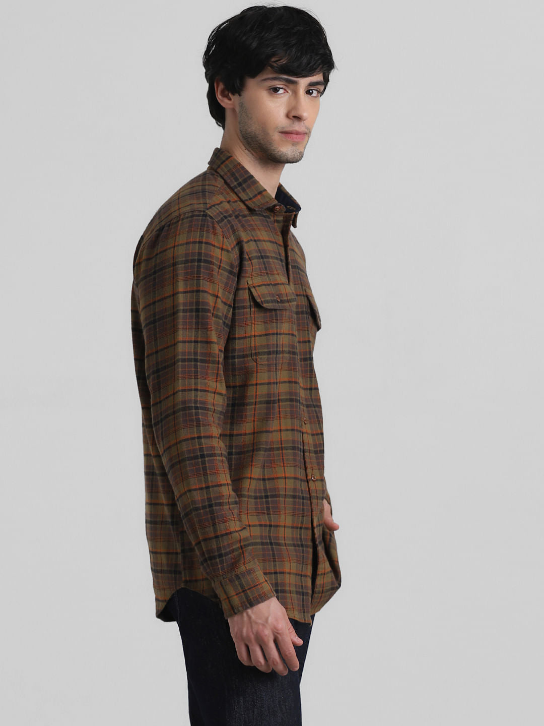 Green Check Print Full Sleeves Shirt