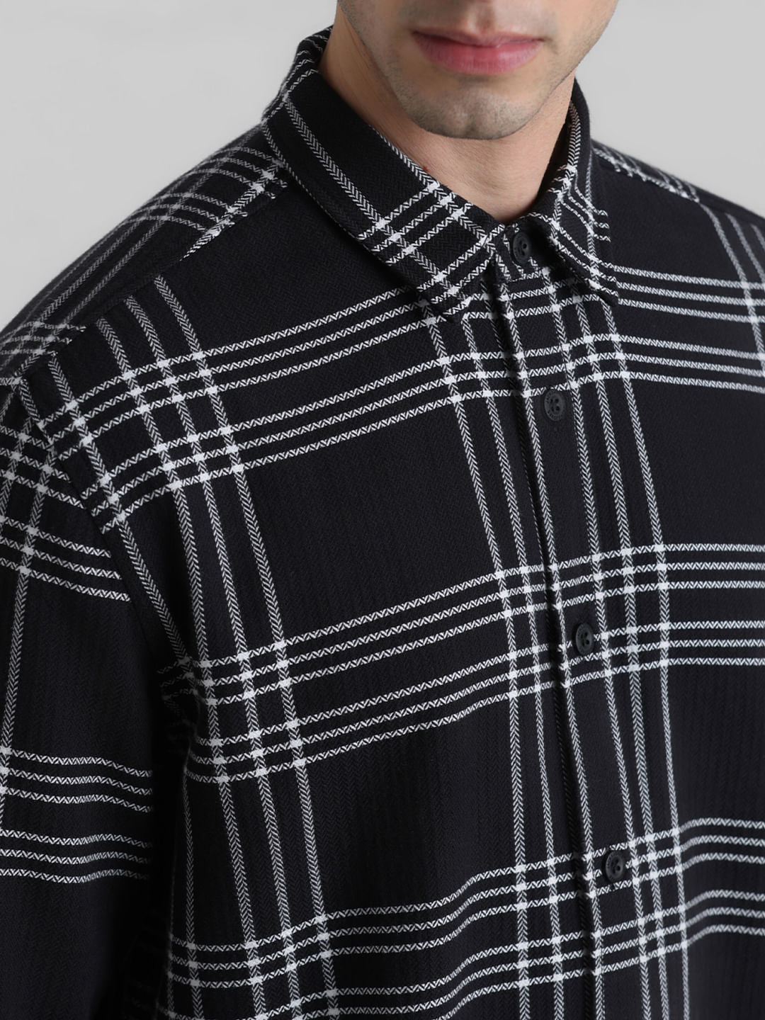 Black Check Print Full Sleeves Shirt