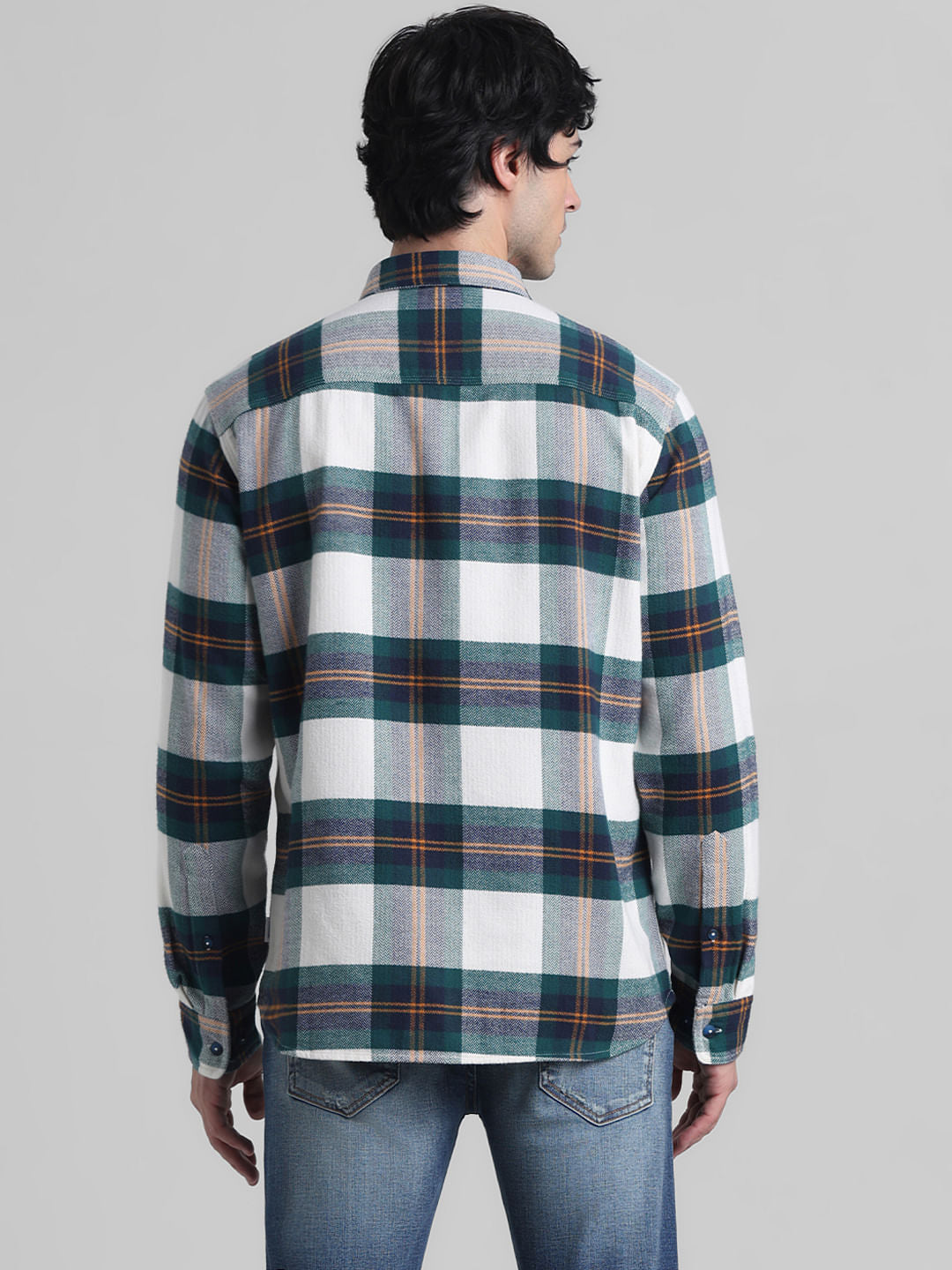 White Check Print Cotton Shirt