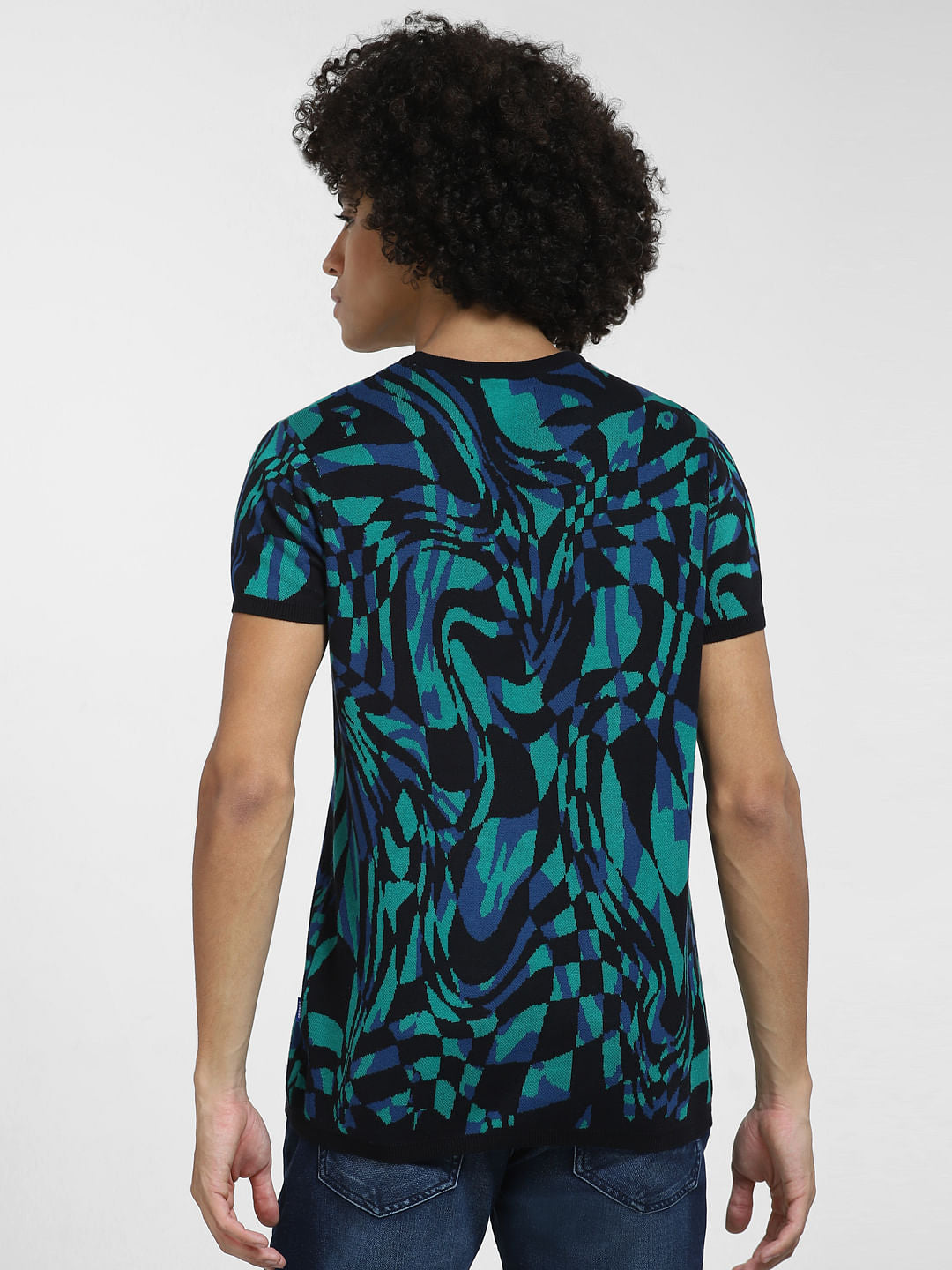 Black All Over Print Knit T-shirt