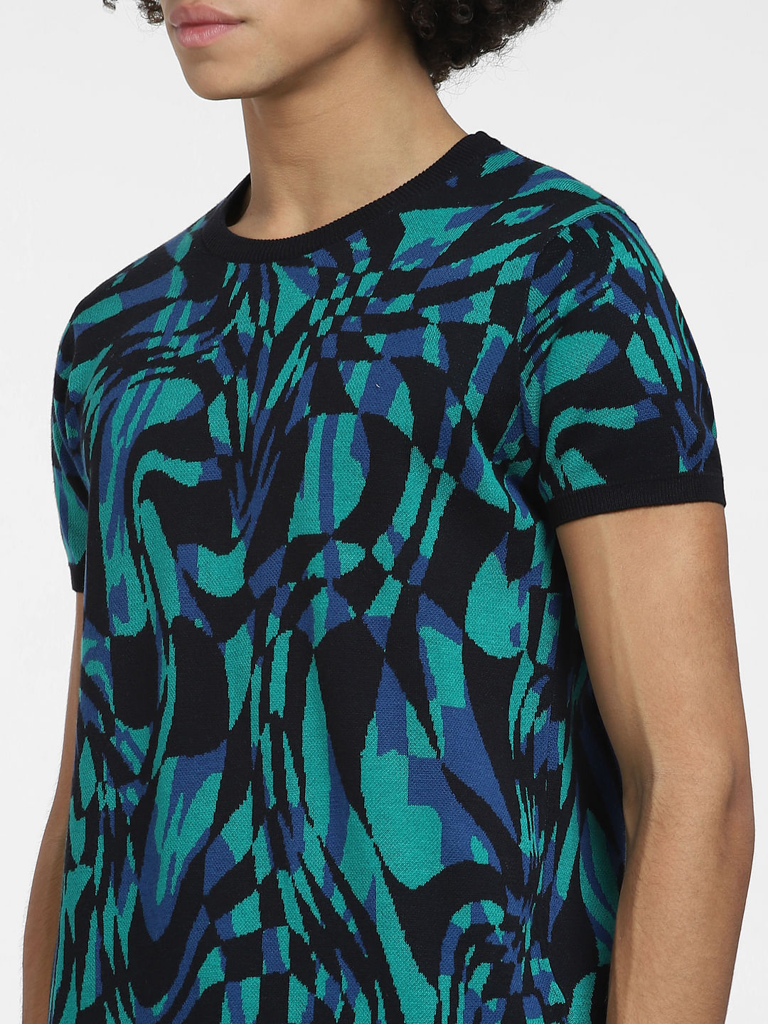 Black All Over Print Knit T-shirt