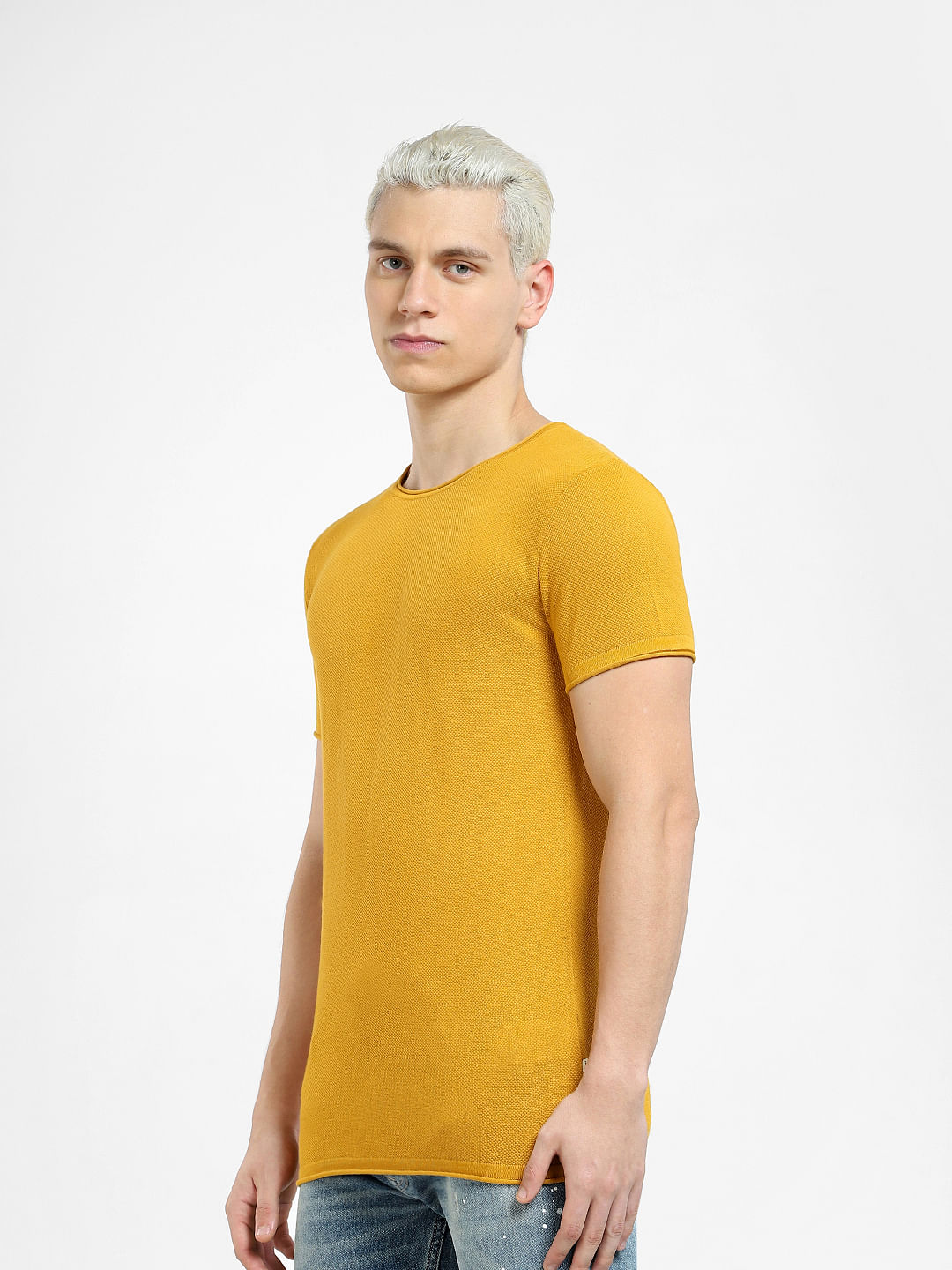 Mustard Knit Crew Neck T-shirt