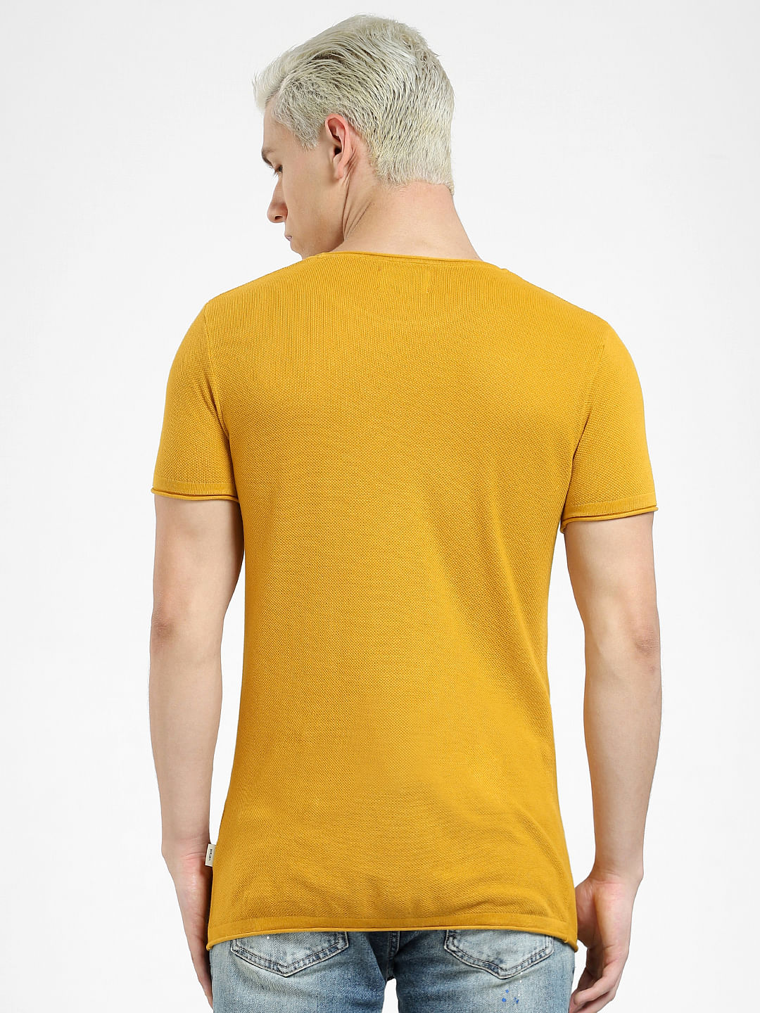 Mustard Knit Crew Neck T-shirt