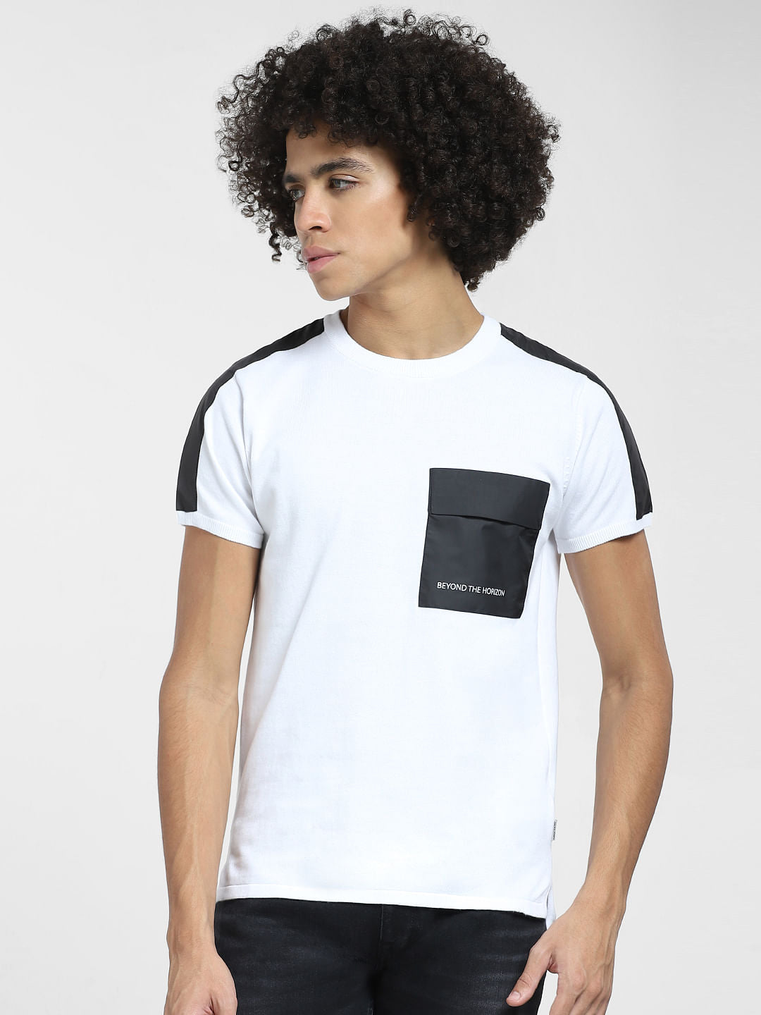 White Knit Crew Neck T-shirt