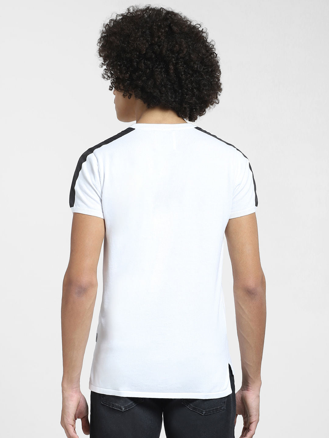 White Knit Crew Neck T-shirt