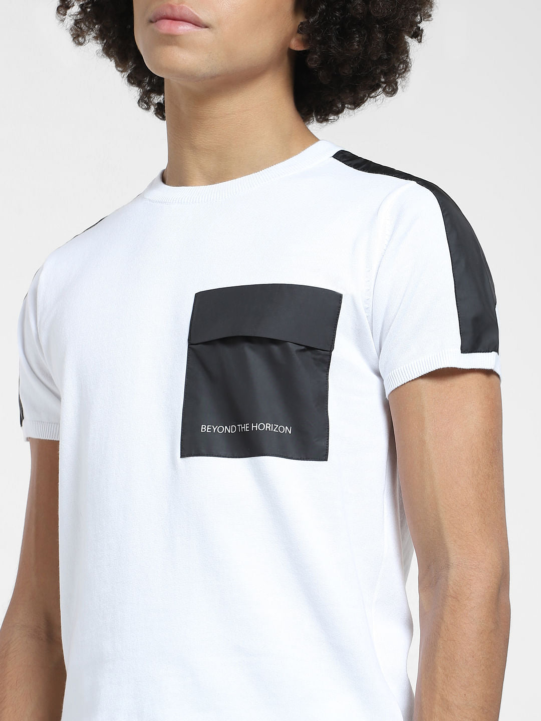 White Knit Crew Neck T-shirt