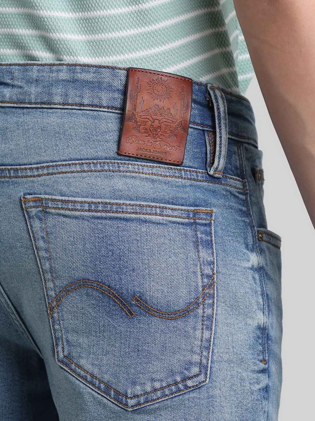 Blue Low Rise Washed Glenn Slim Fit Jeans