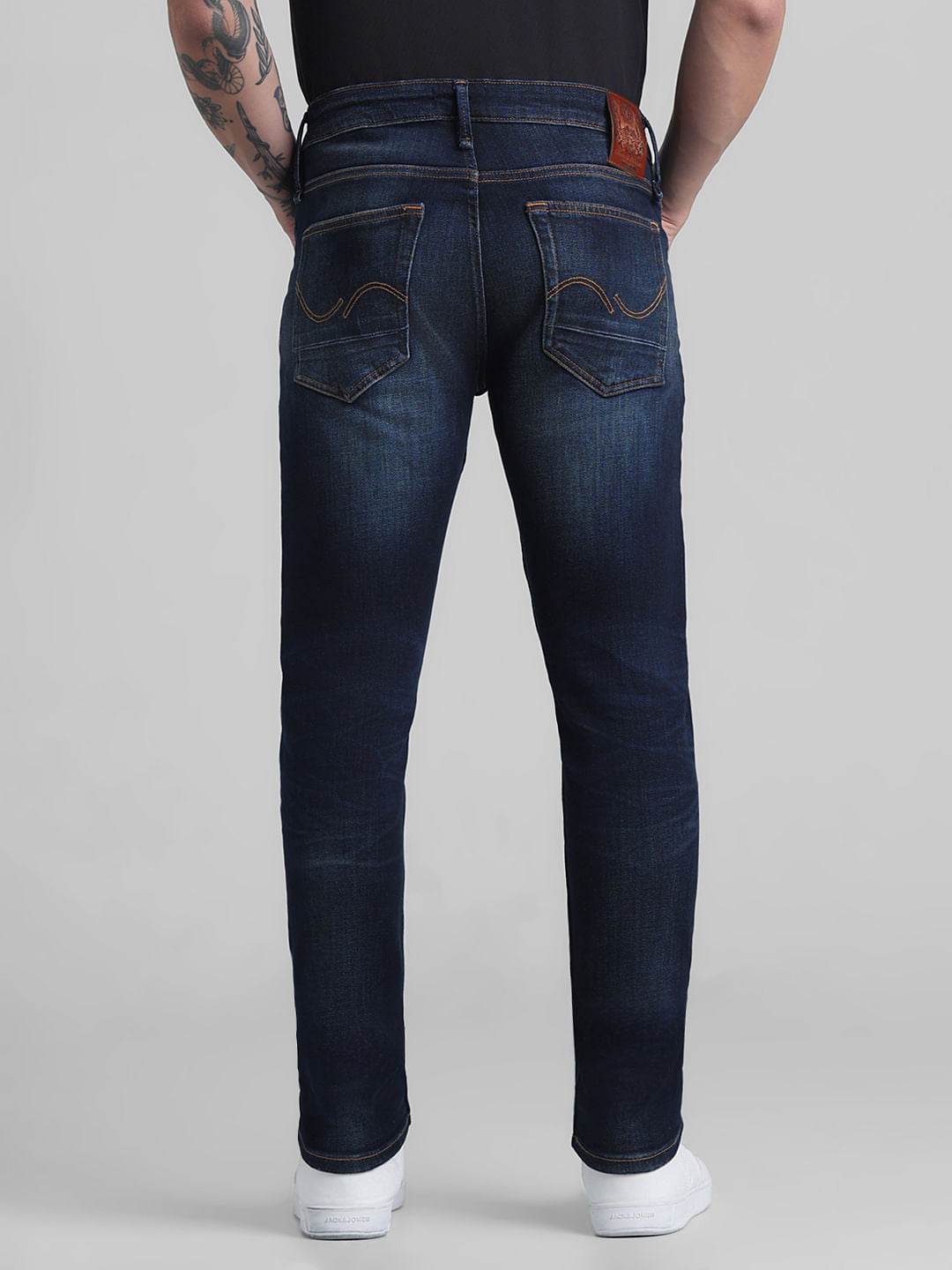 Dark Blue Low Rise Washed Ben Skinny Jeans