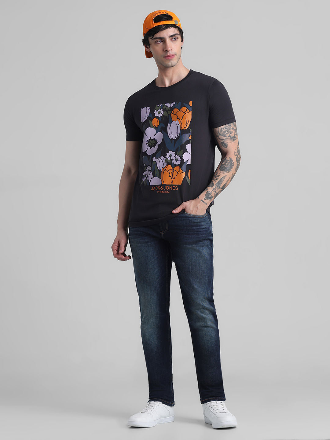 Dark Blue Low Rise Washed Ben Skinny Jeans