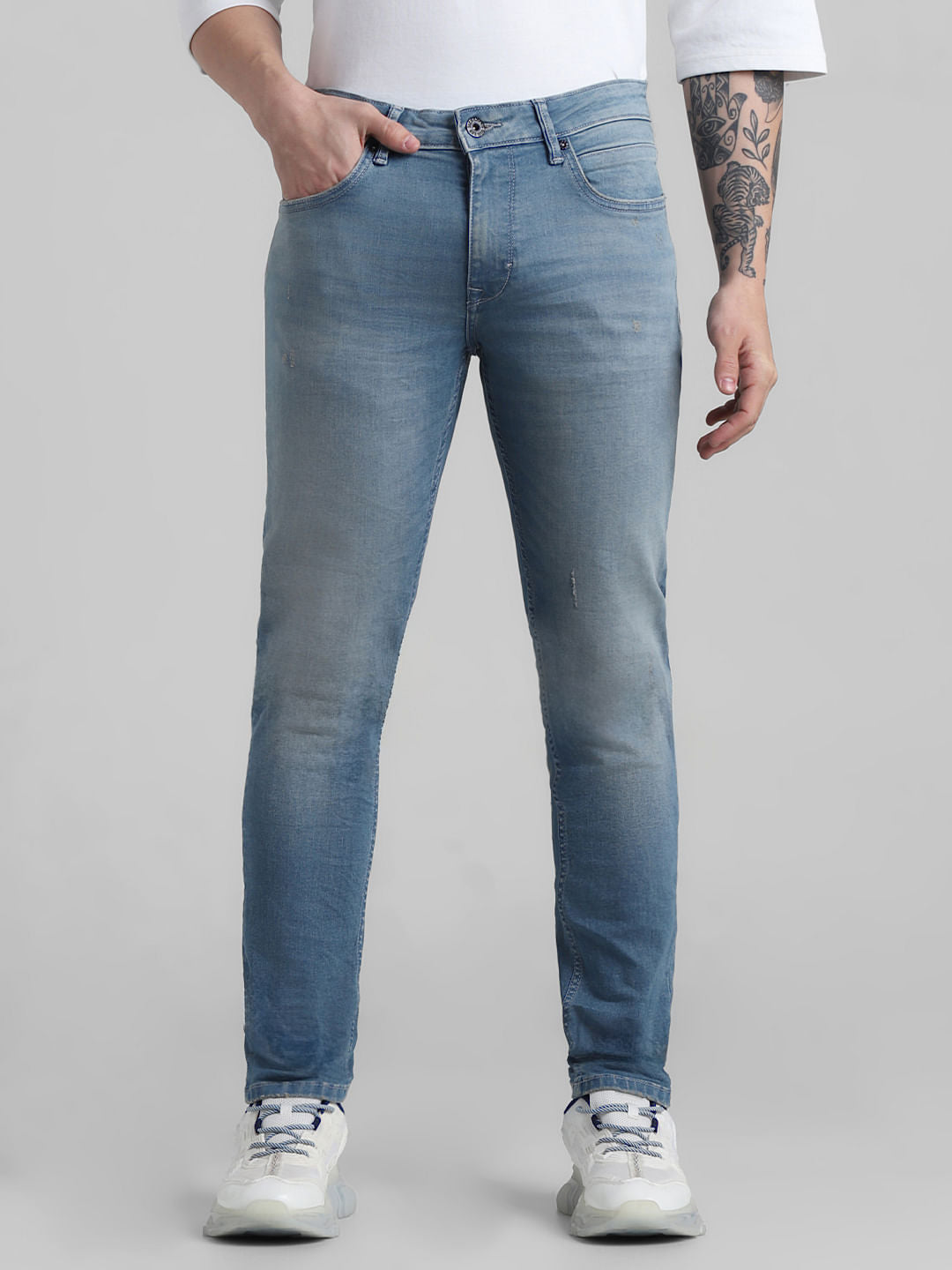 Blue Low Rise Washed Ben Skinny Jeans