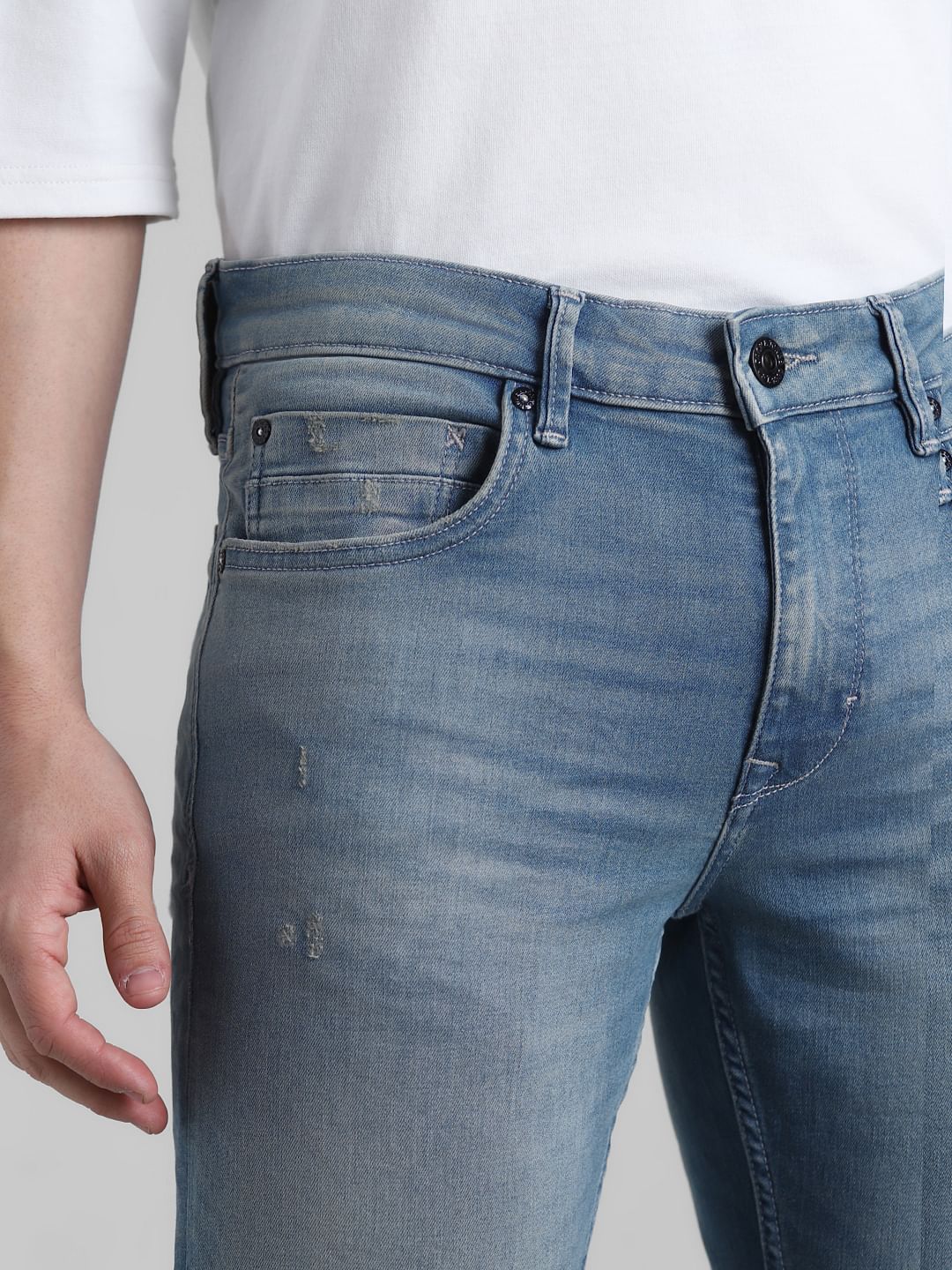 Blue Low Rise Washed Ben Skinny Jeans