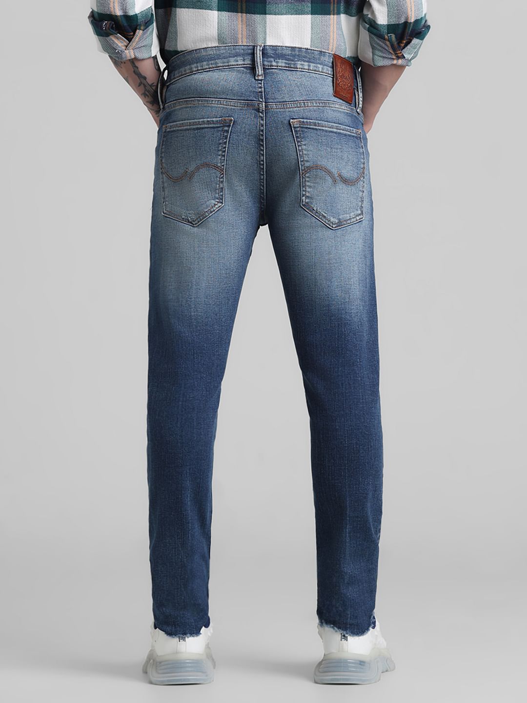 Dark Blue Low Rise Distressed Ben Skinny Jeans