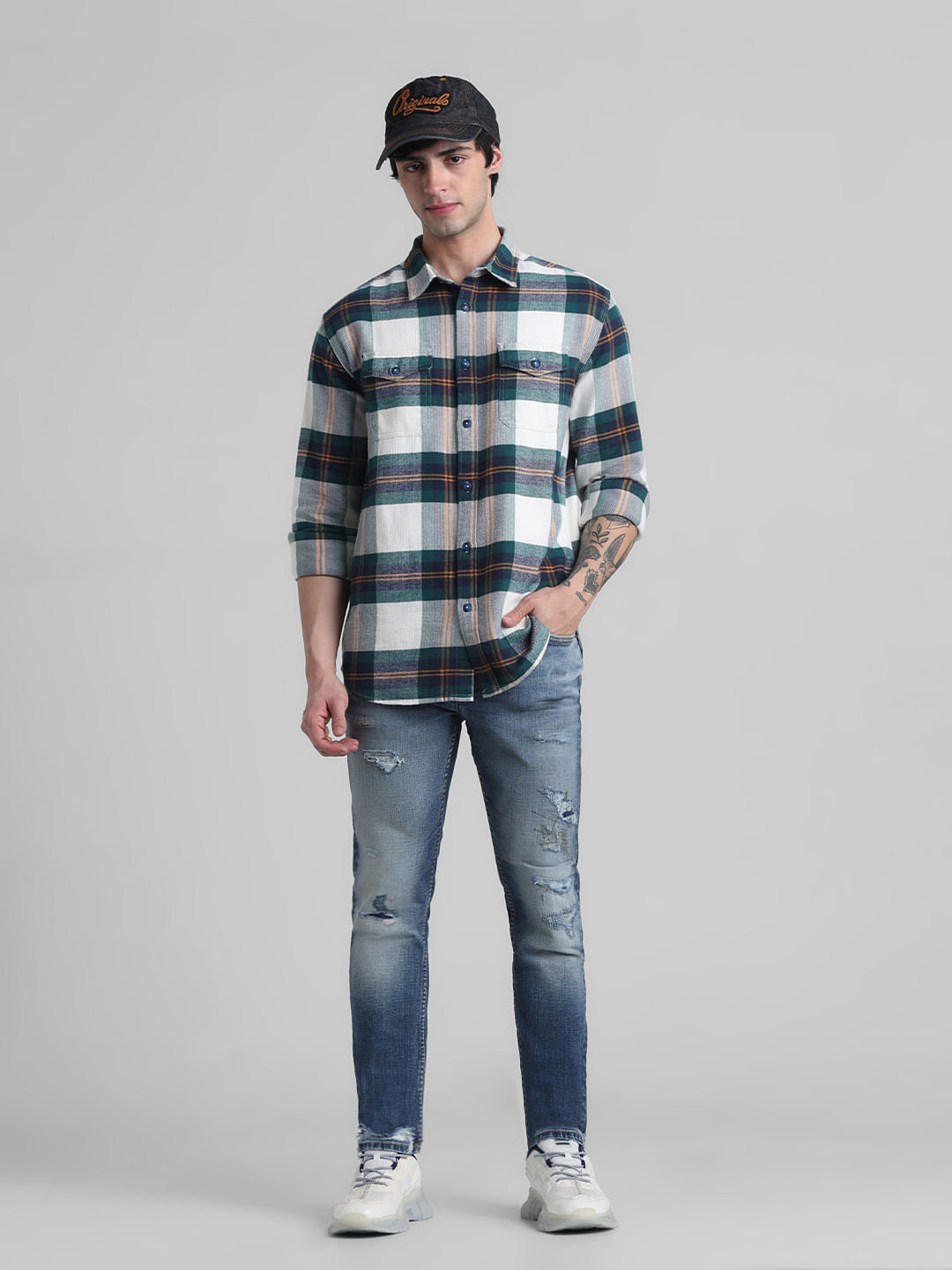 Dark Blue Low Rise Distressed Ben Skinny Jeans