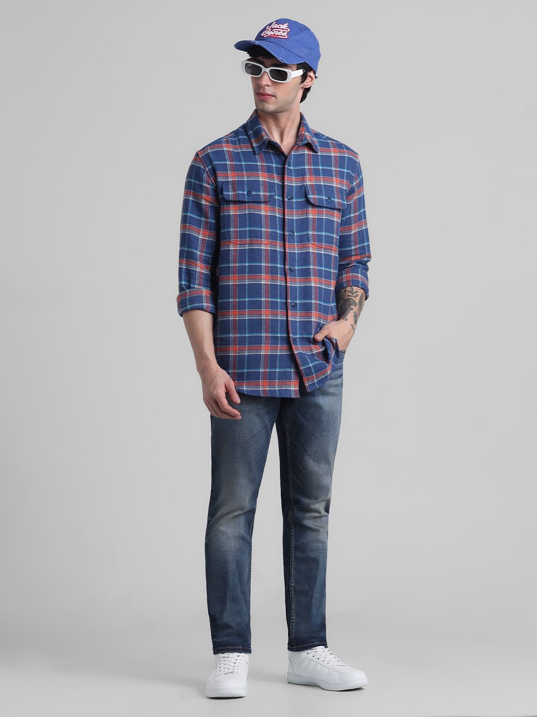 Dark Blue Low Rise Washed Slim Fit Jeans