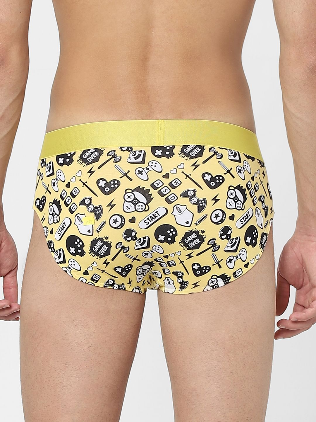 Yellow Graphic Print Briefs