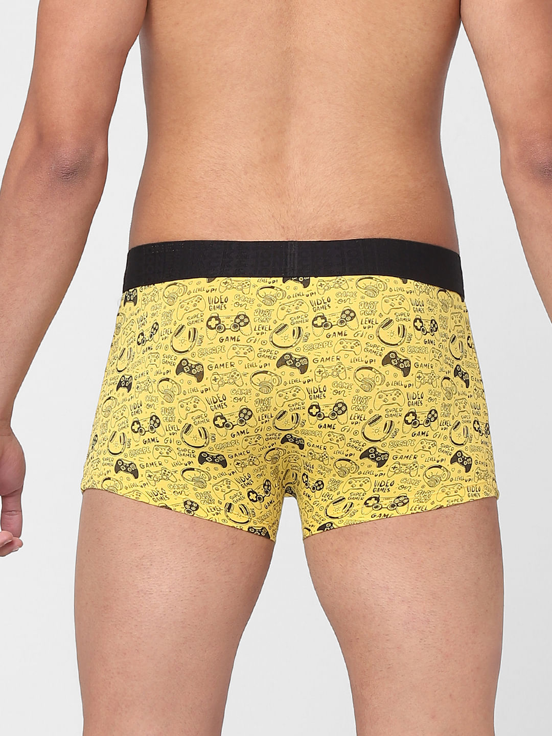 Yellow Graphic Print Trunks