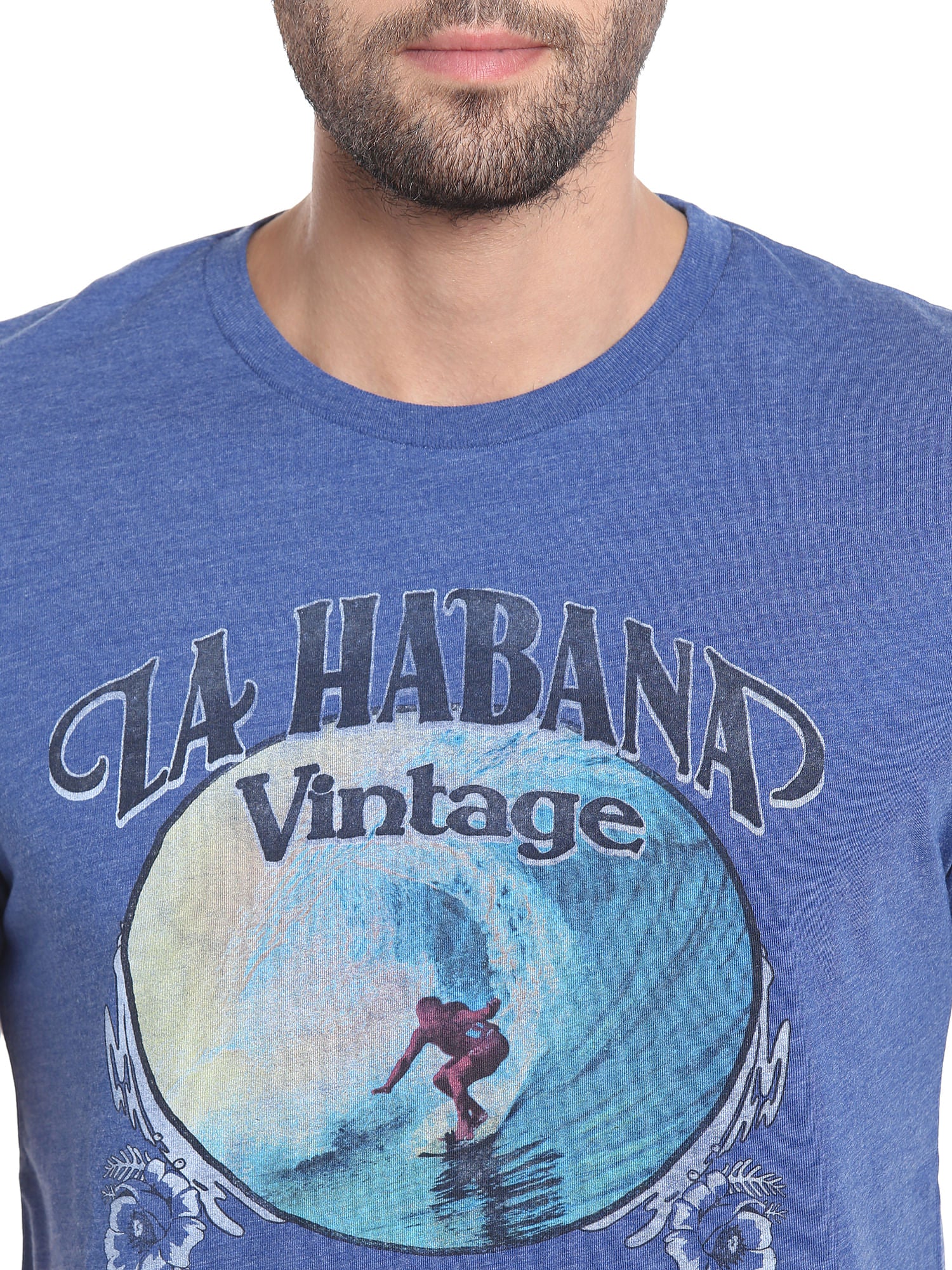 Blue Graphic Print Crew Neck T-Shirt