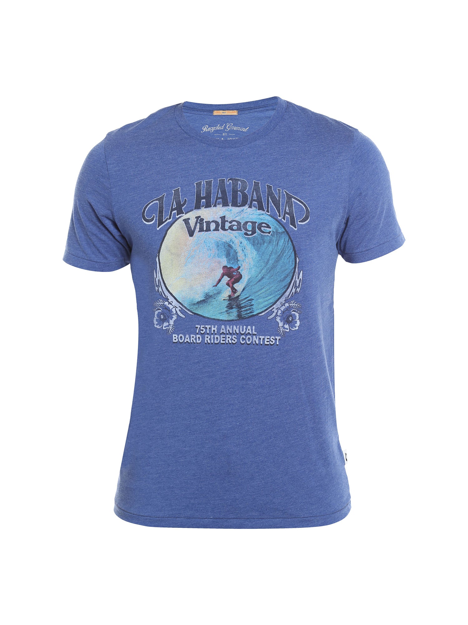 Blue Graphic Print Crew Neck T-Shirt