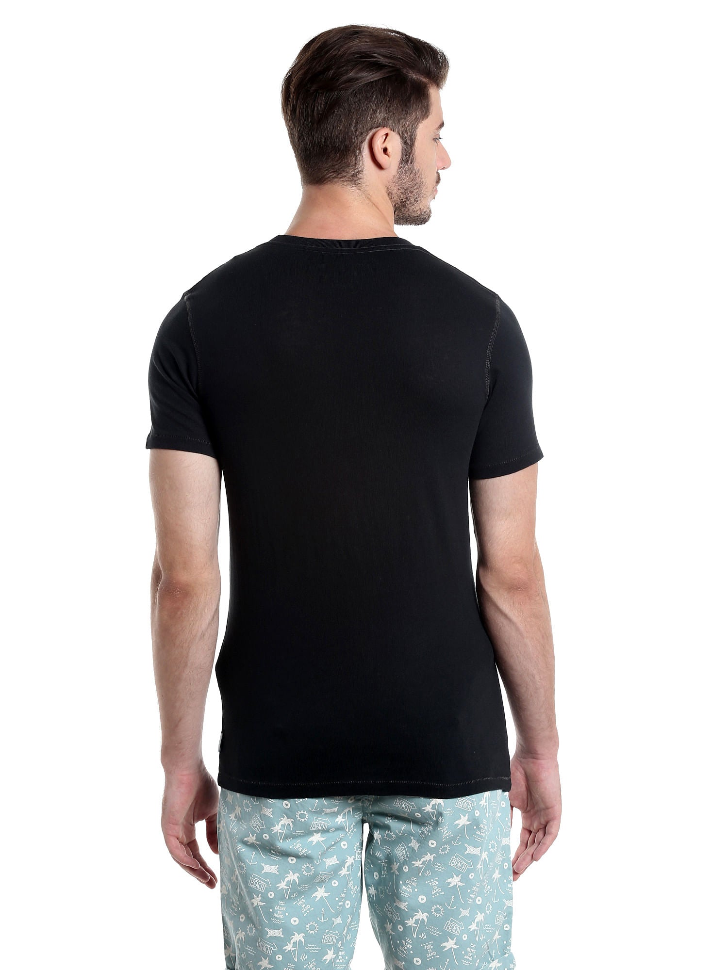 Graphic Print Black Crew Neck T-Shirt