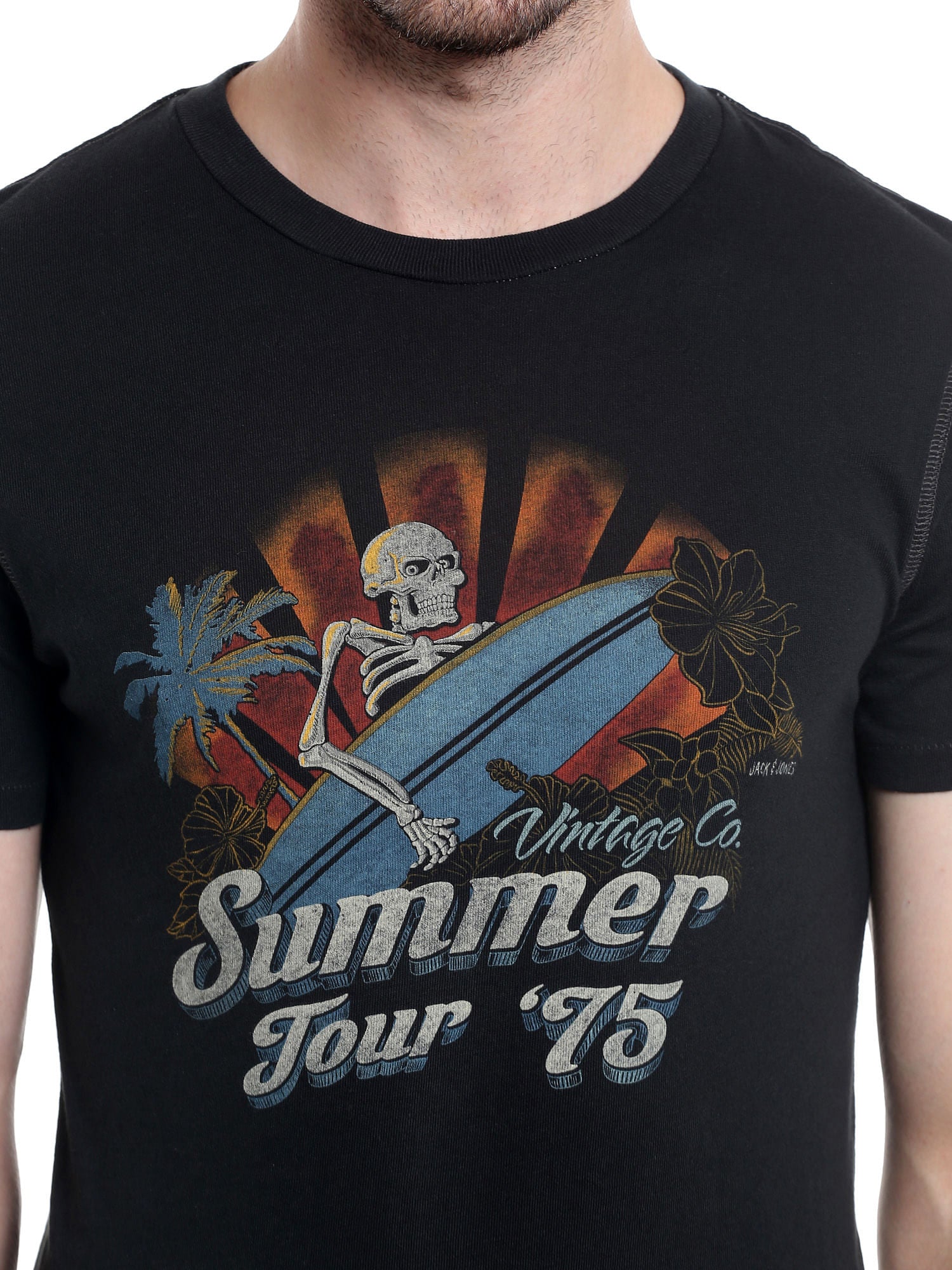 Graphic Print Black Crew Neck T-Shirt