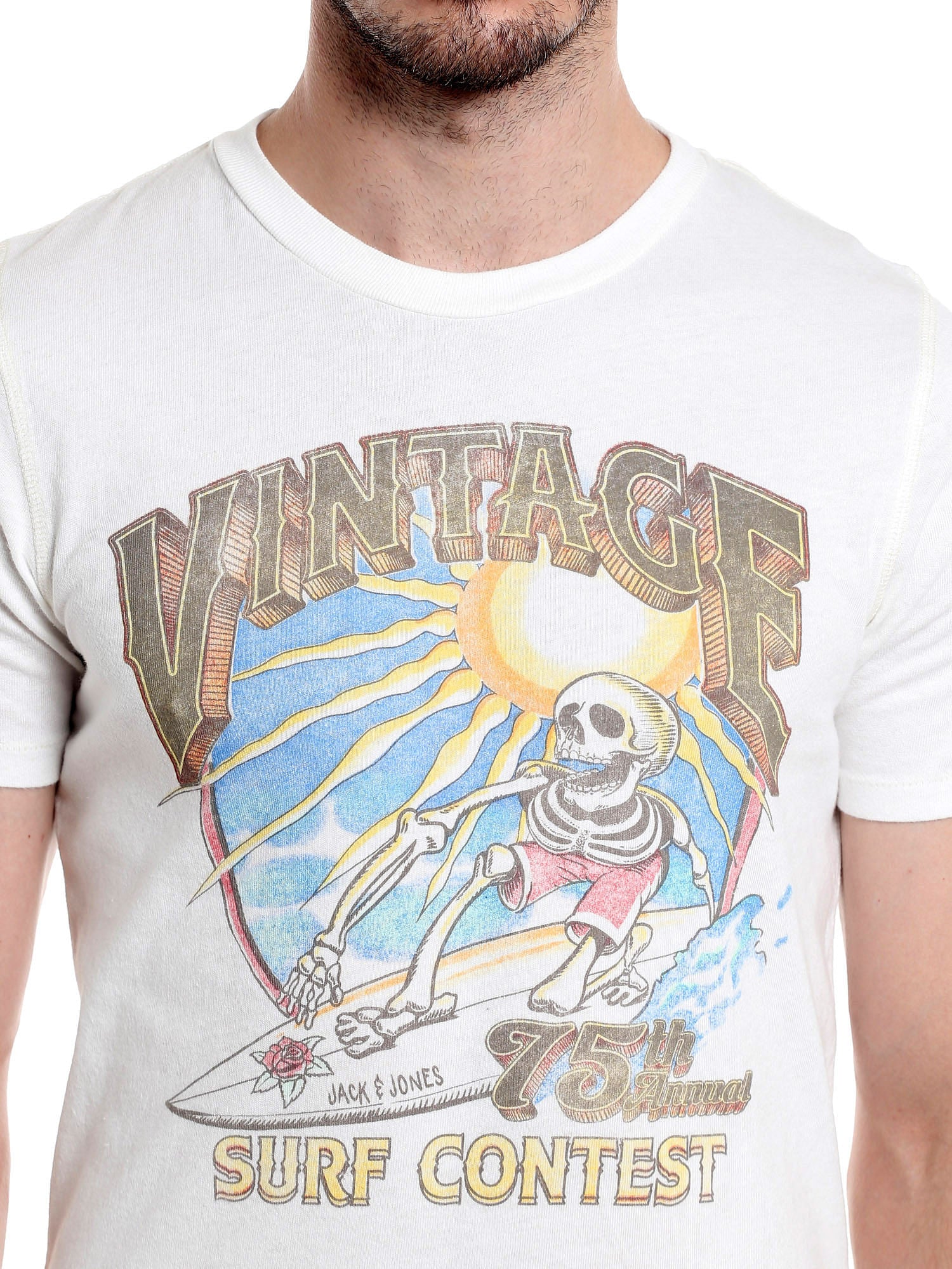 Graphic Print White Crew Neck T-Shirt