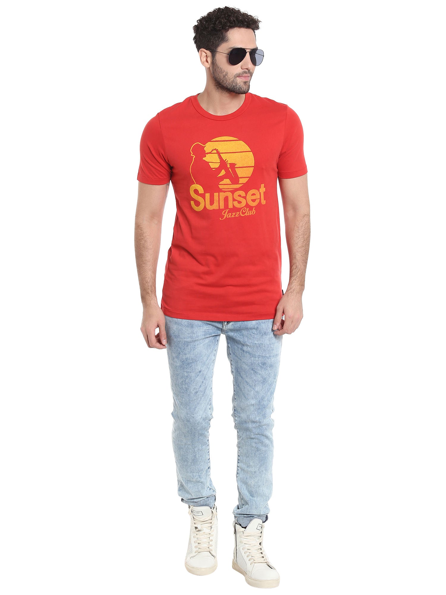 Red Graphic Print Crew Neck T-Shirt