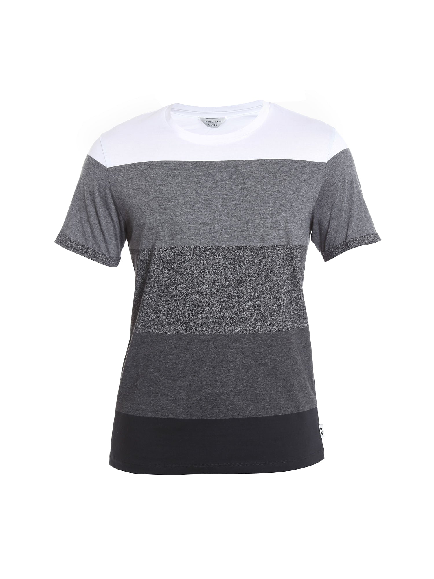 Black Colour Blocked Striped Crew Neck T-Shirt