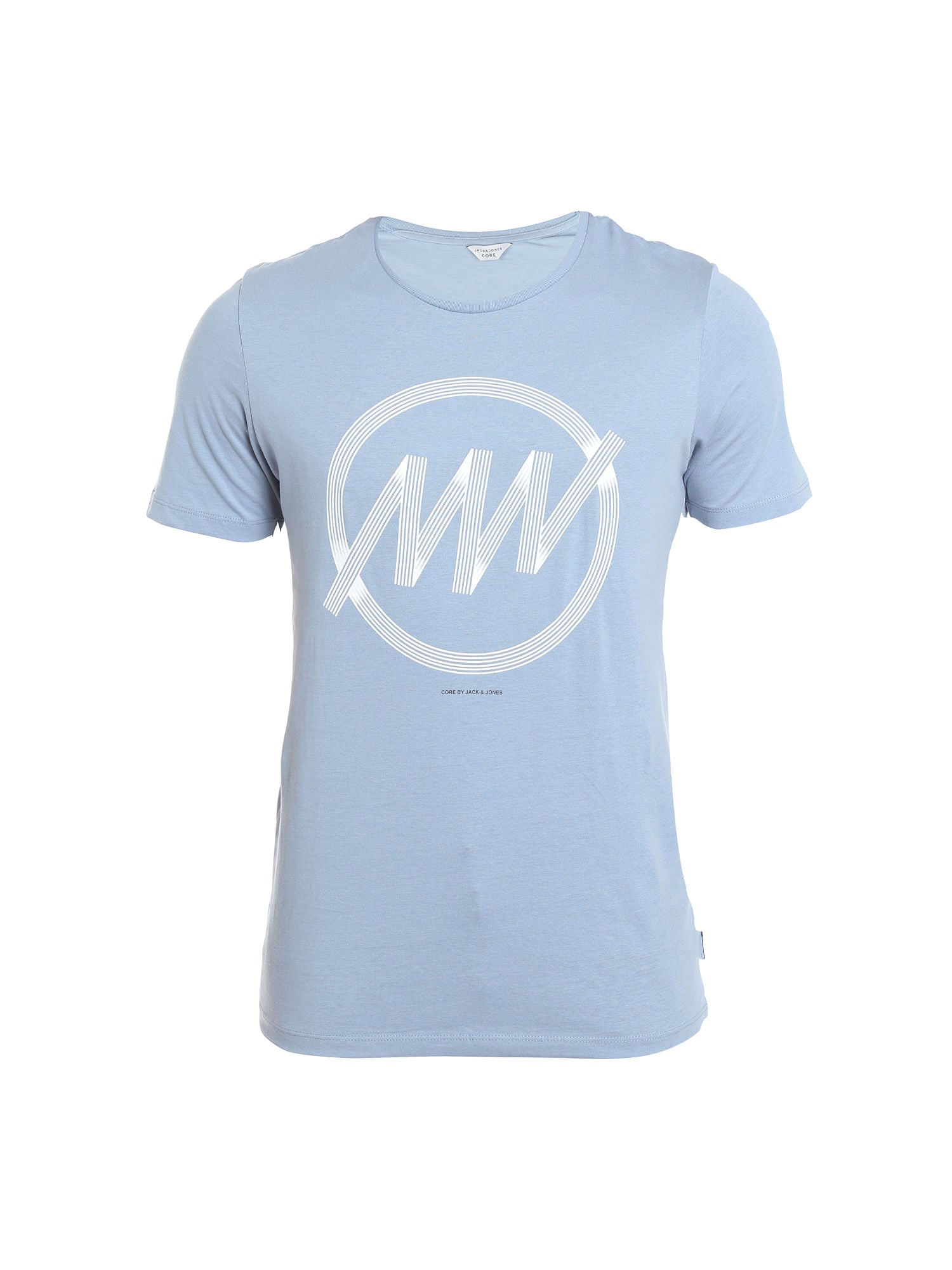 Light Blue Circular Striped Crew Neck T-Shirt
