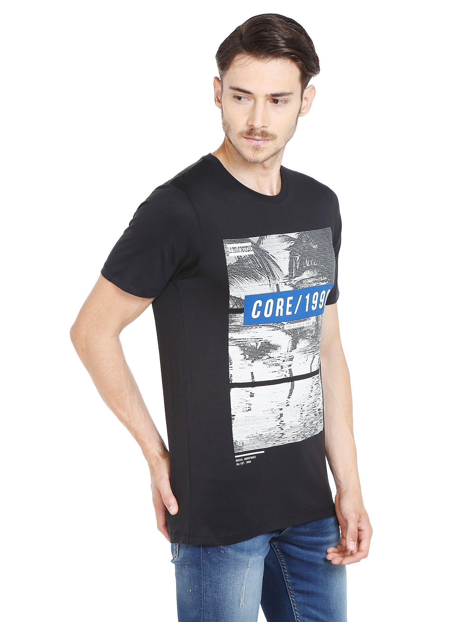 Graphic Print Black Crew Neck T-Shirt