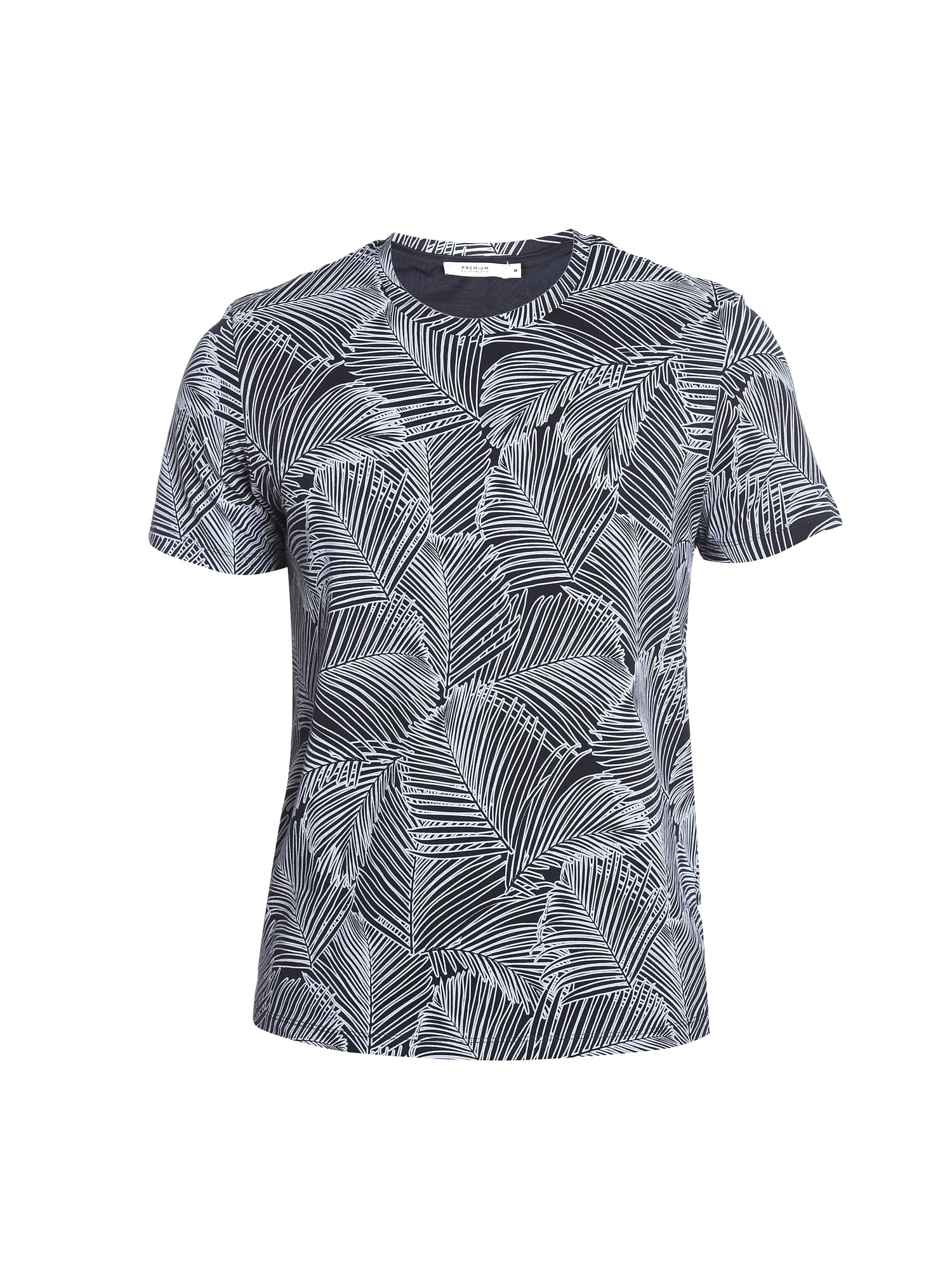 Dark Navy Abstract Print Crew Neck T-Shirt