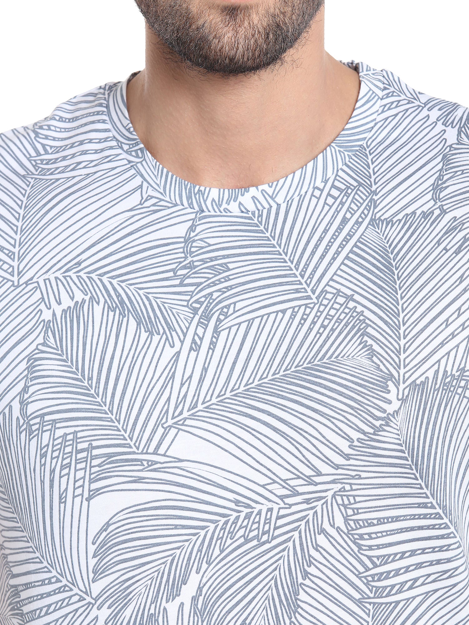 White Abstract Print Crew Neck T-Shirt