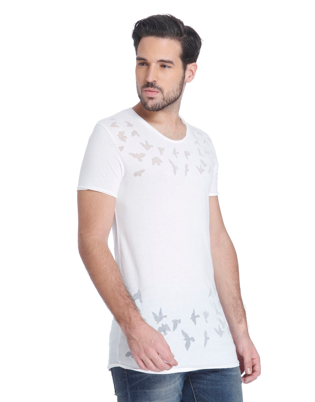 White Bird Print Slim Fit T-Shirt