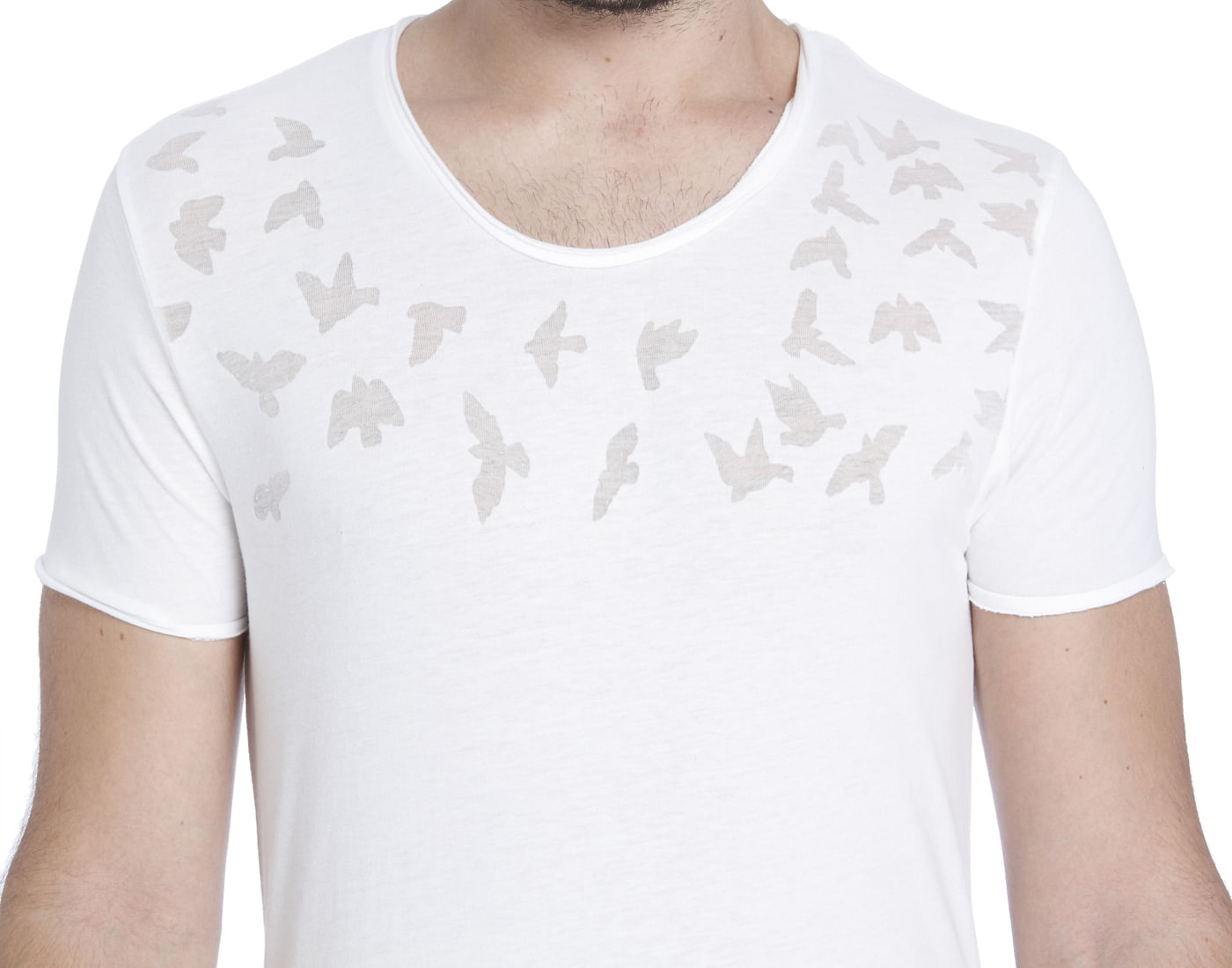 White Bird Print Slim Fit T-Shirt