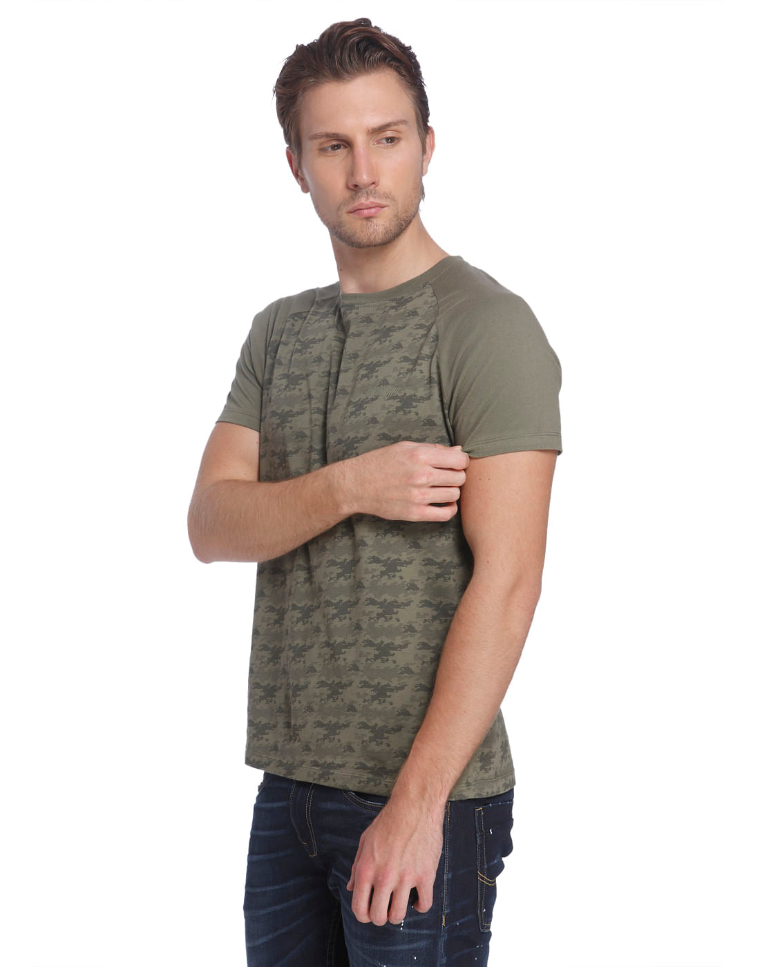 Camo Green Crew Neck T-Shirt
