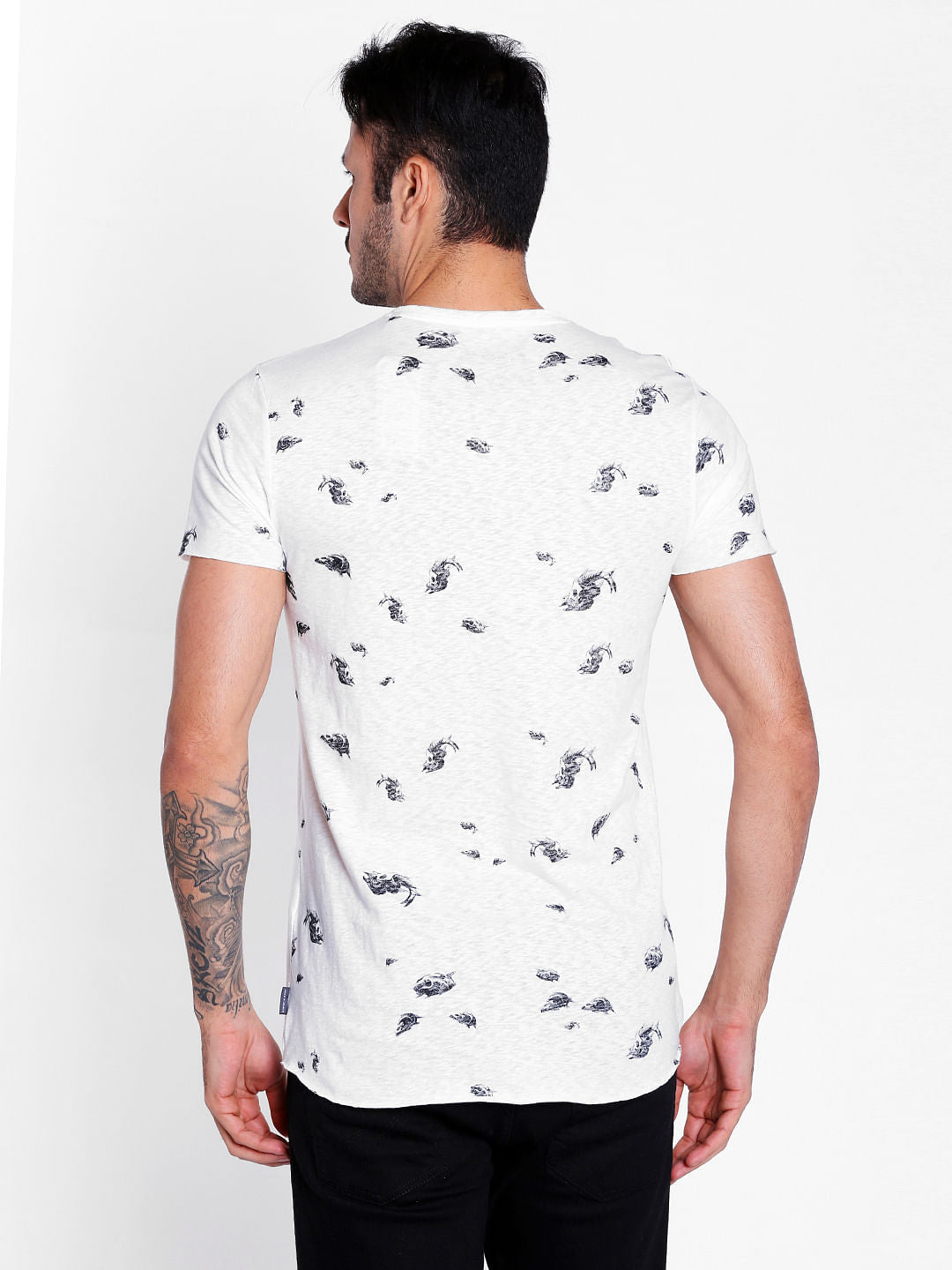 White Printed Crew Neck T-Shirt