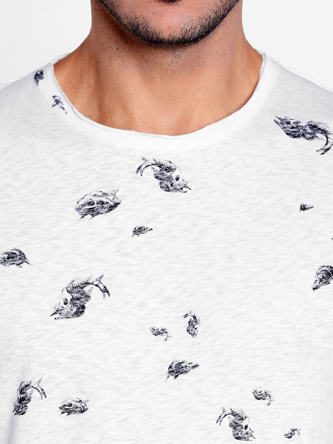 White Printed Crew Neck T-Shirt