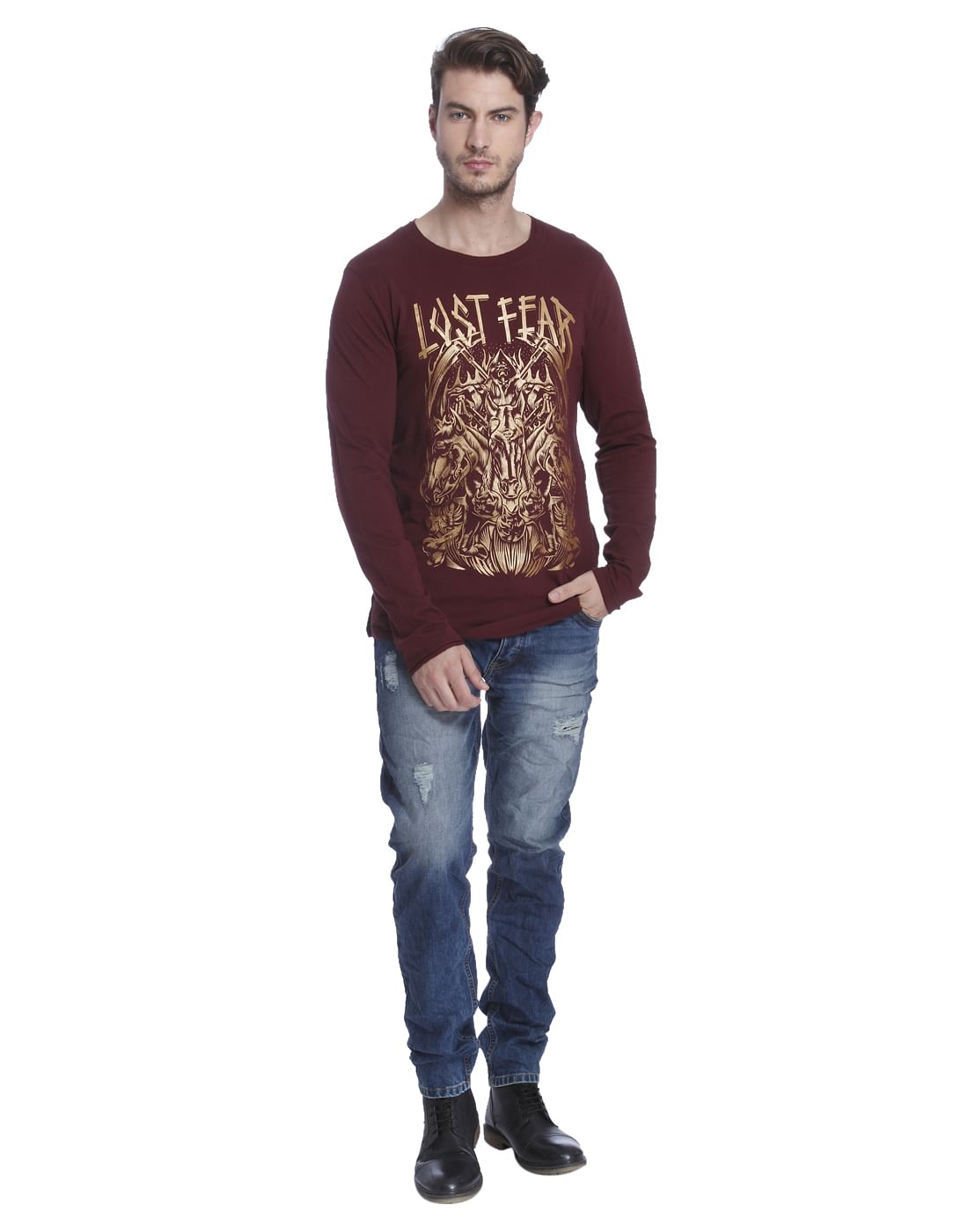 Red Graphic Print Crew Neck T-Shirt