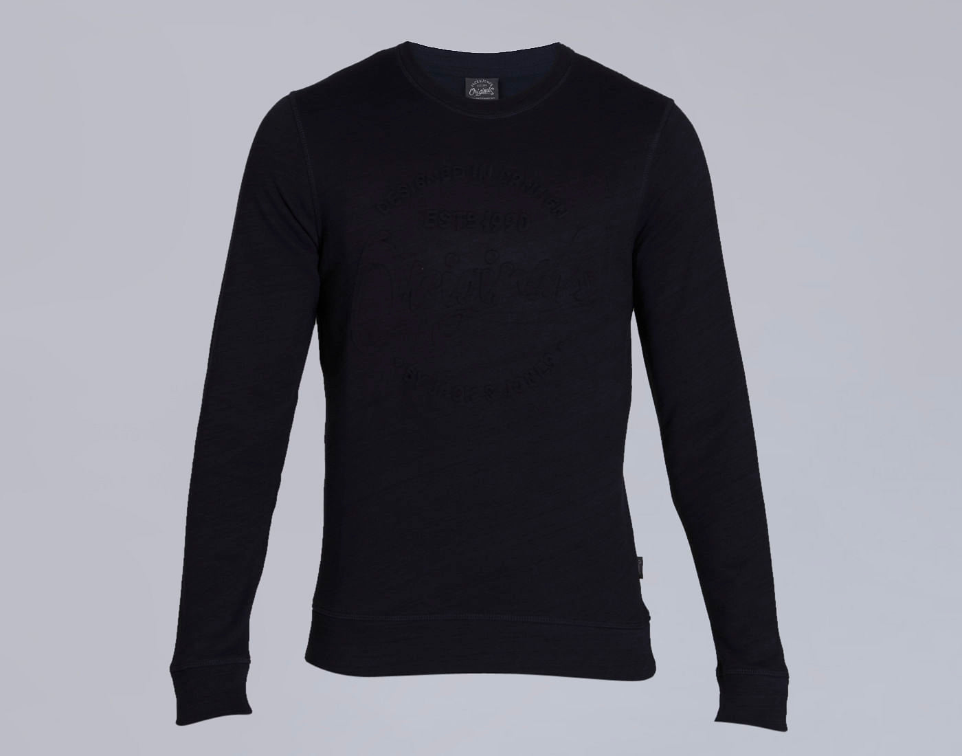 Blue Text Print Crew Neck Sweatshirt