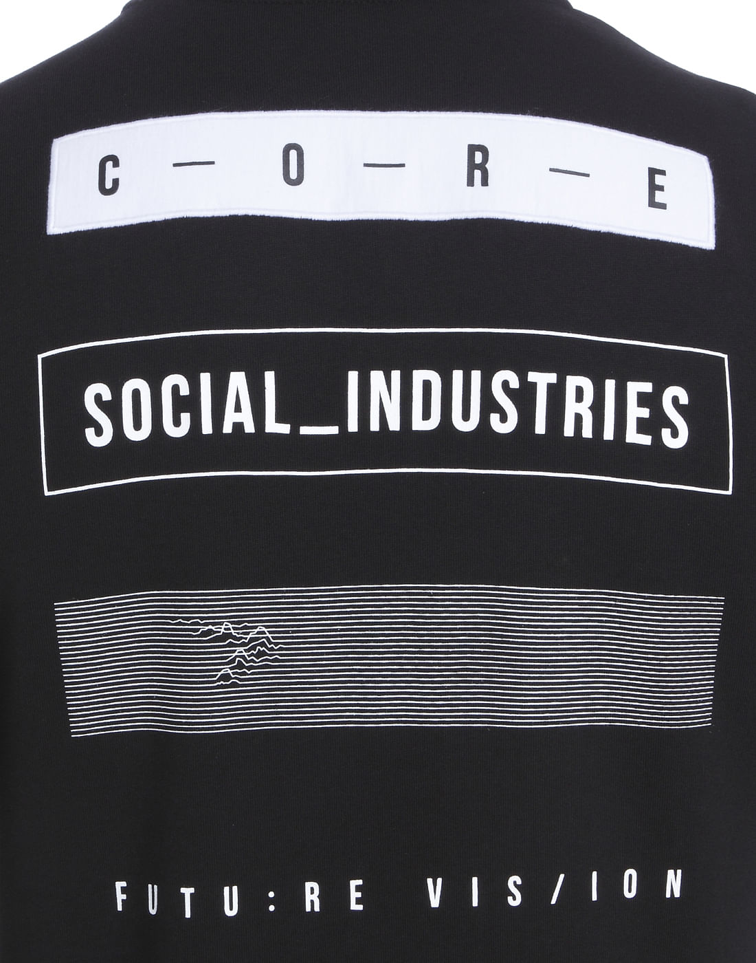 Black Text Print Casual Jacket