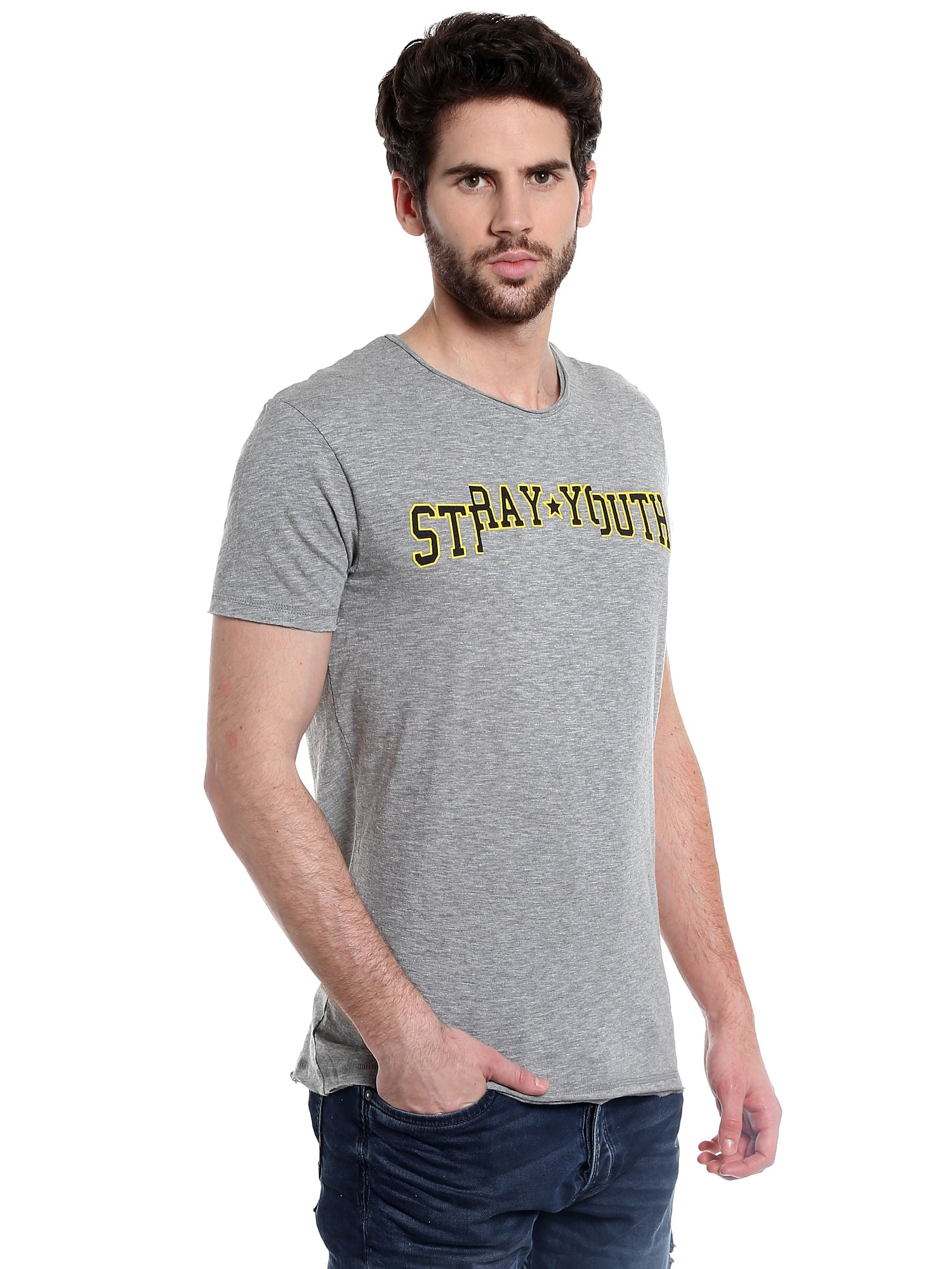 Grey Slogan Print Crew Neck T-Shirt