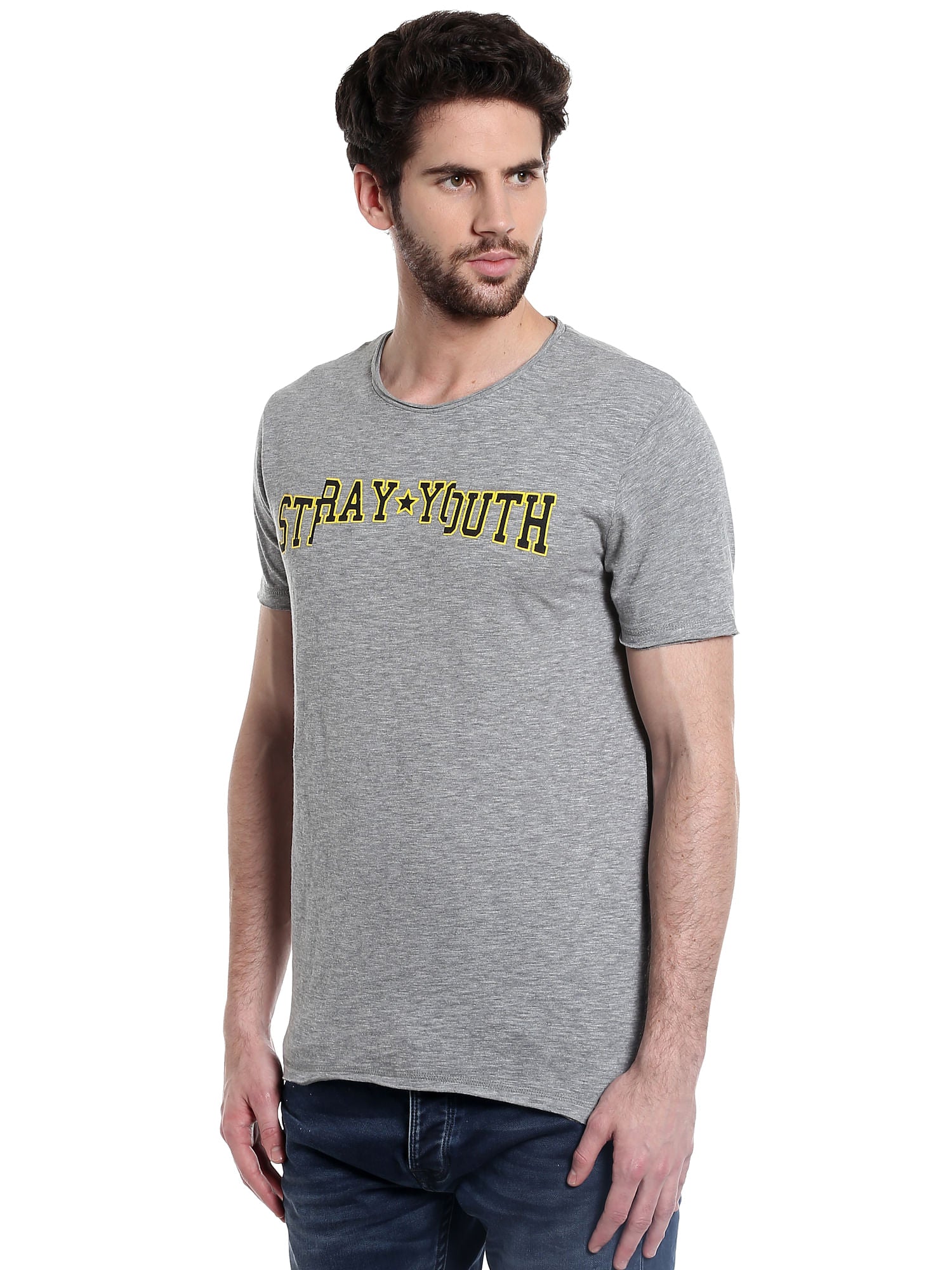 Grey Slogan Print Crew Neck T-Shirt