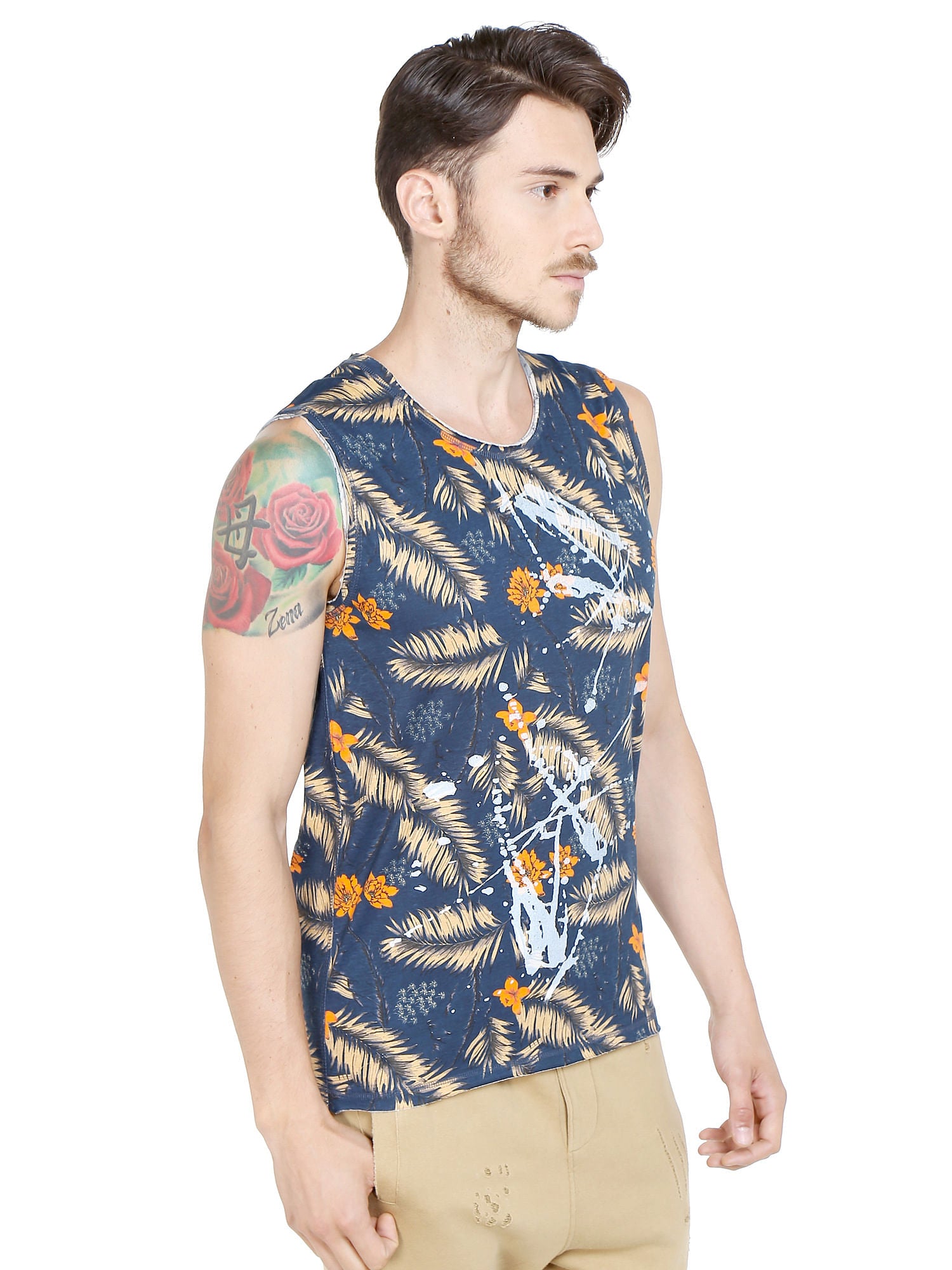 Blue Floral & Fauna Tank Top