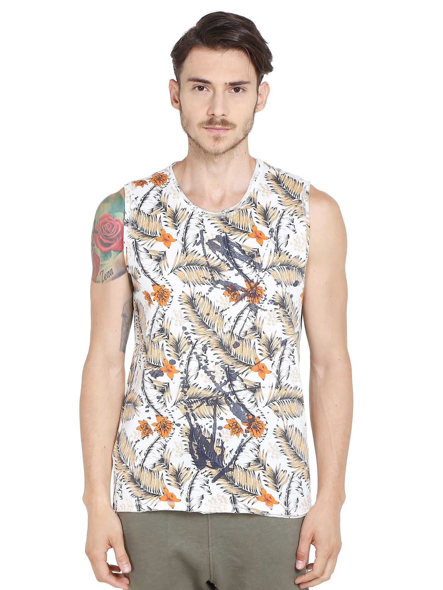 White Floral & Fauna Tank Top
