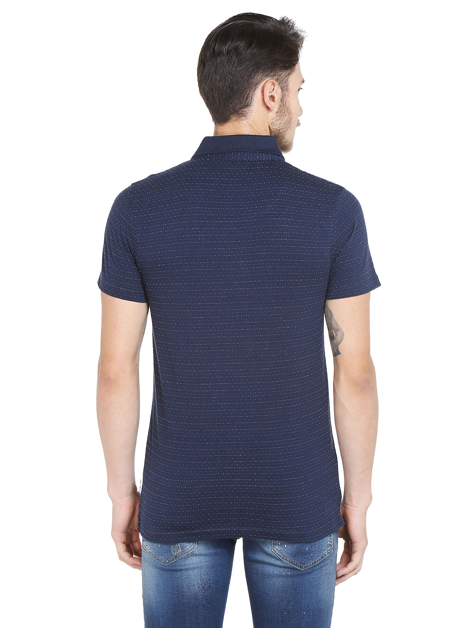 Blue Printed Polo T-Shirt