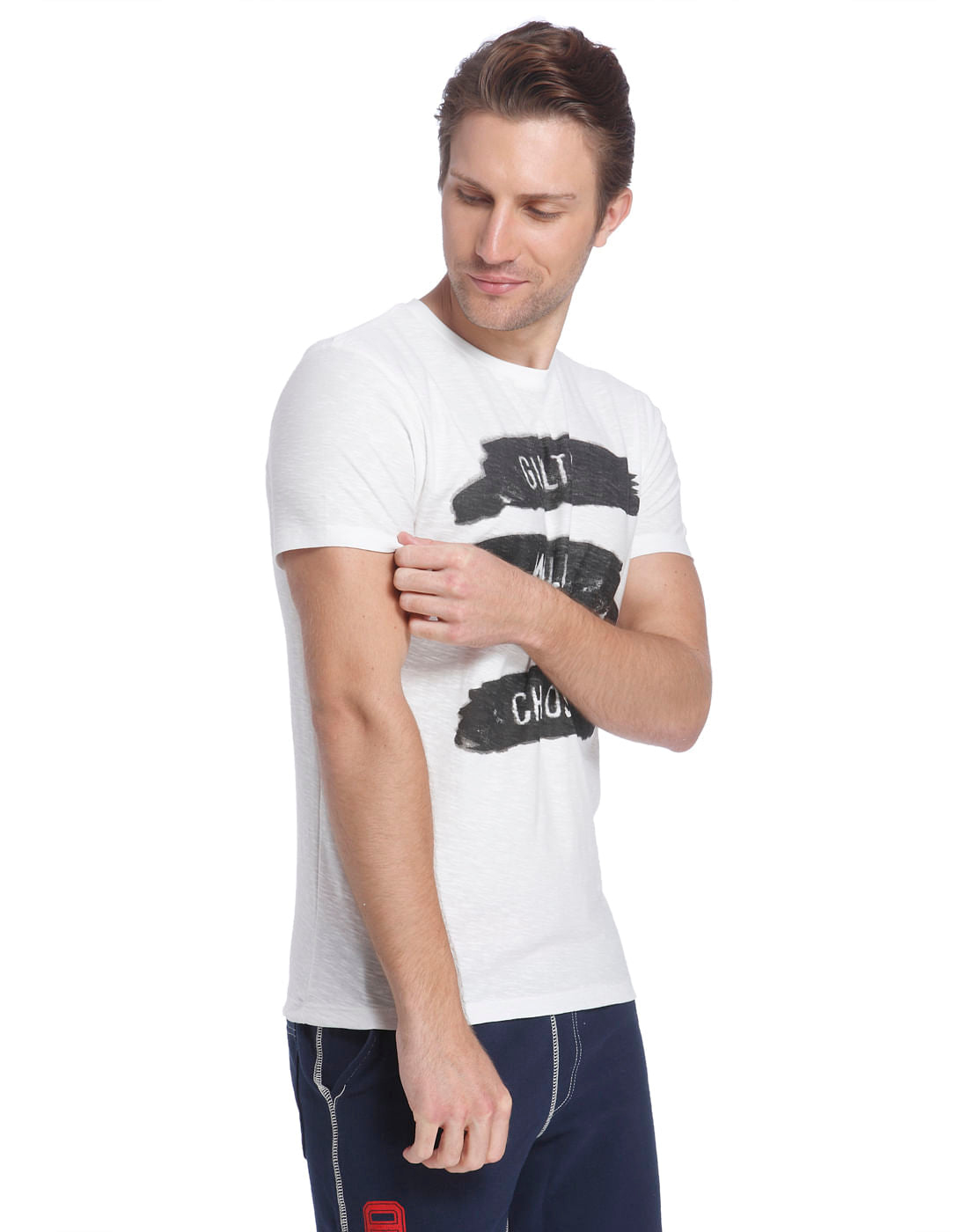 White Crew Neck Slogan T-Shirt